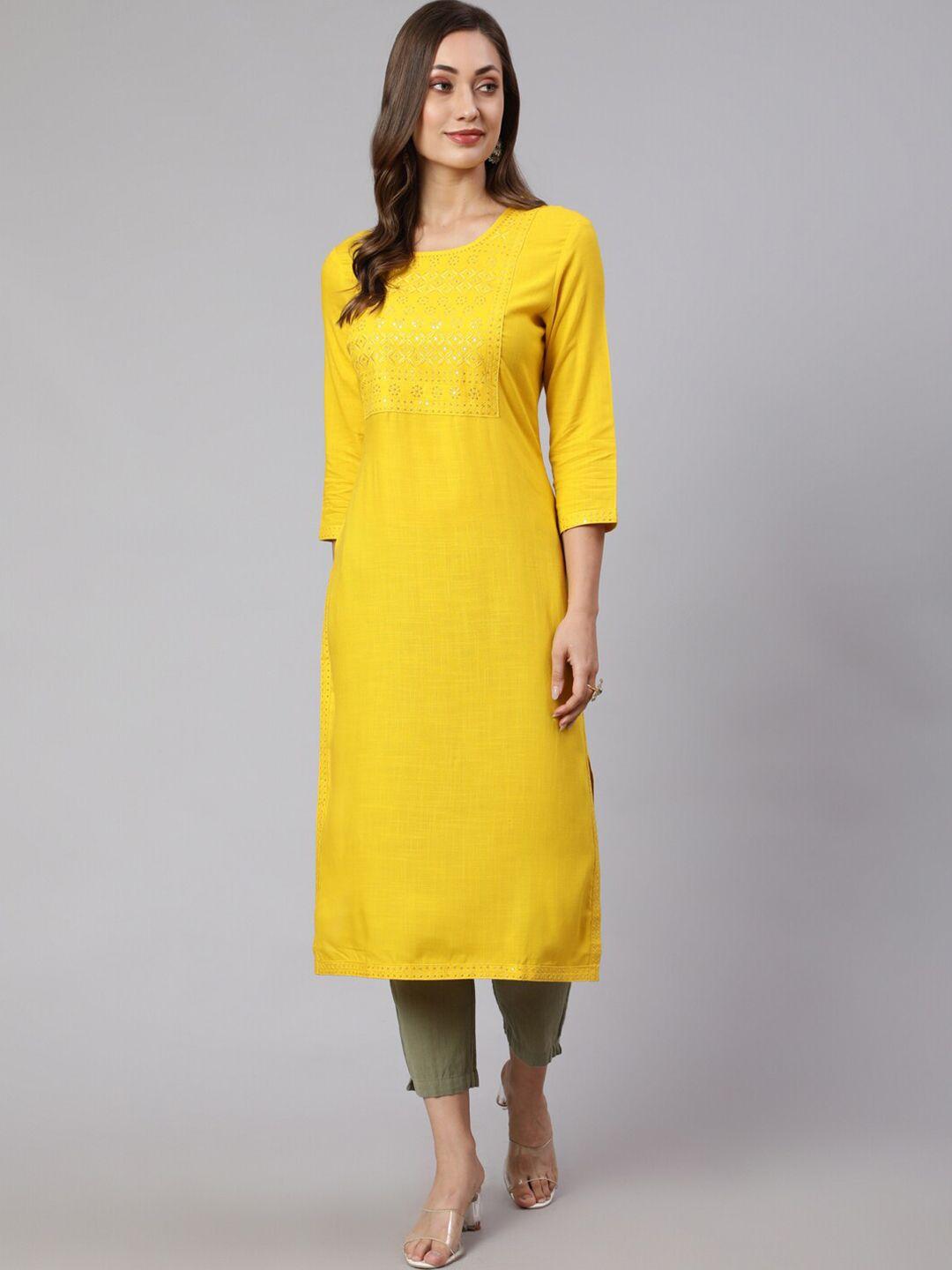 kalini ethnic motifs embroidered mirror work kurta