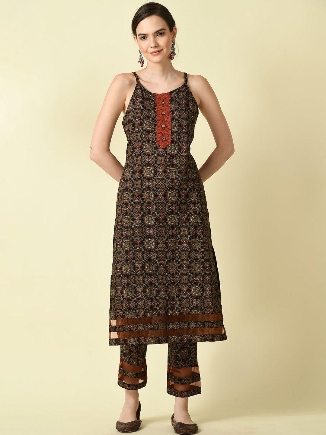 kalini ethnic motifs embroidered pure cotton kurta