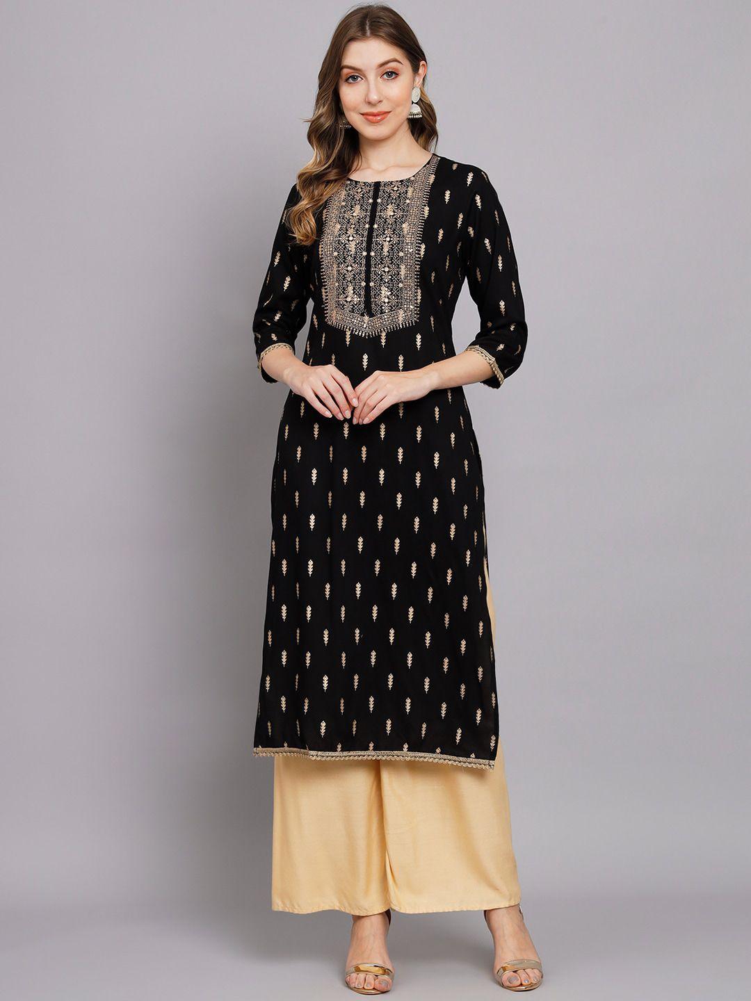 kalini ethnic motifs embroidered regular straight kurta