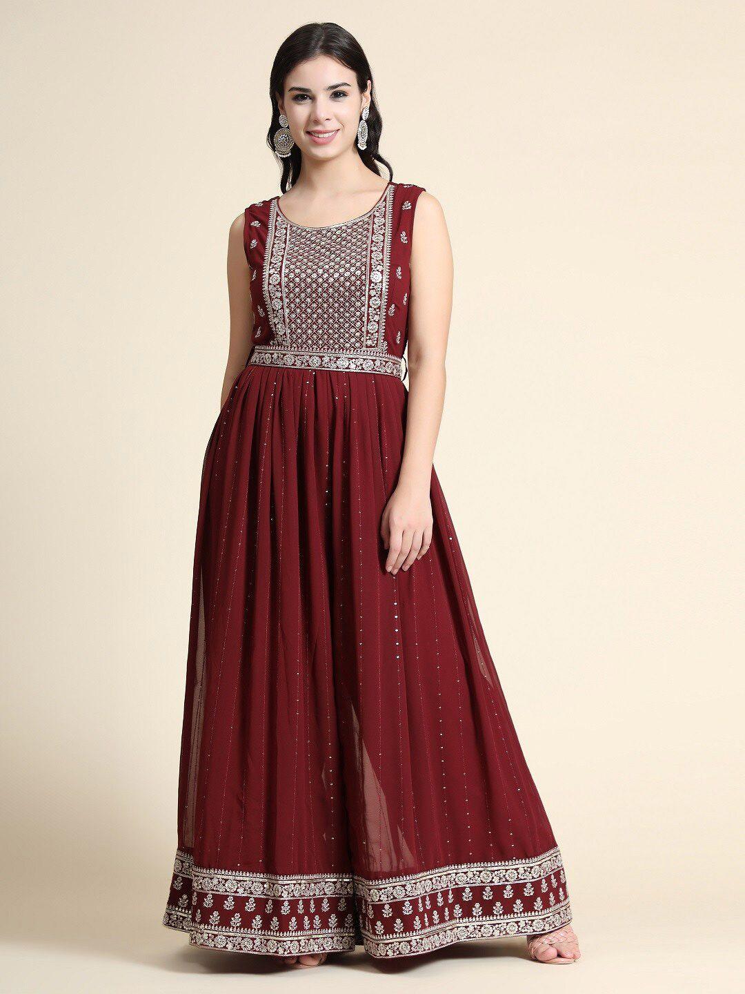 kalini ethnic motifs embroidered sequined belted basic jumpsuit