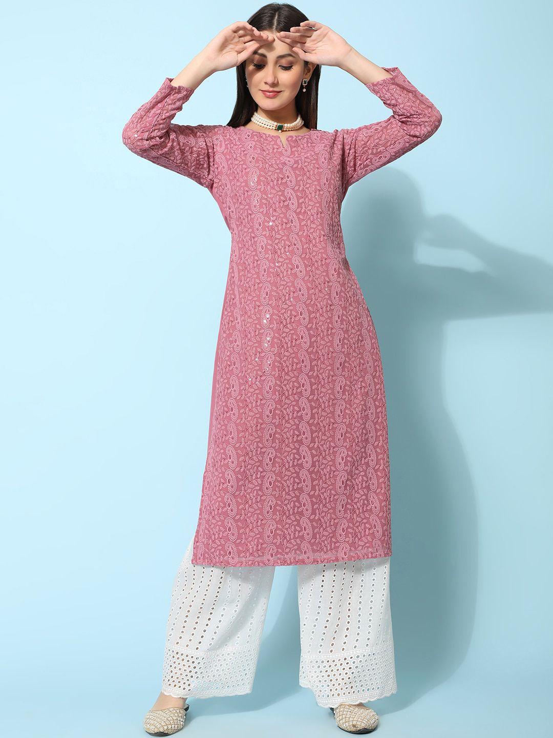 kalini ethnic motifs embroidered sequined georgette kurta