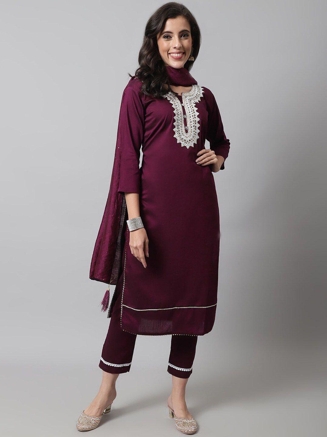 kalini ethnic motifs embroidered sequined kurta with trousers & dupatta