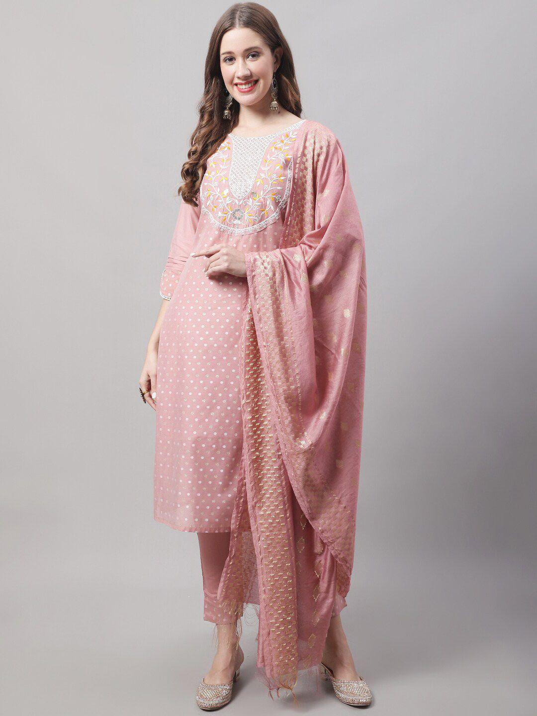 kalini ethnic motifs embroidered sequined kurta with trousers & dupatta