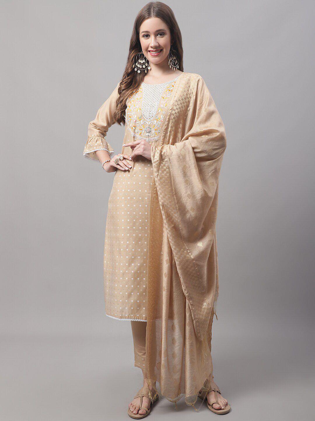 kalini ethnic motifs embroidered sequined kurta with trousers & dupatta