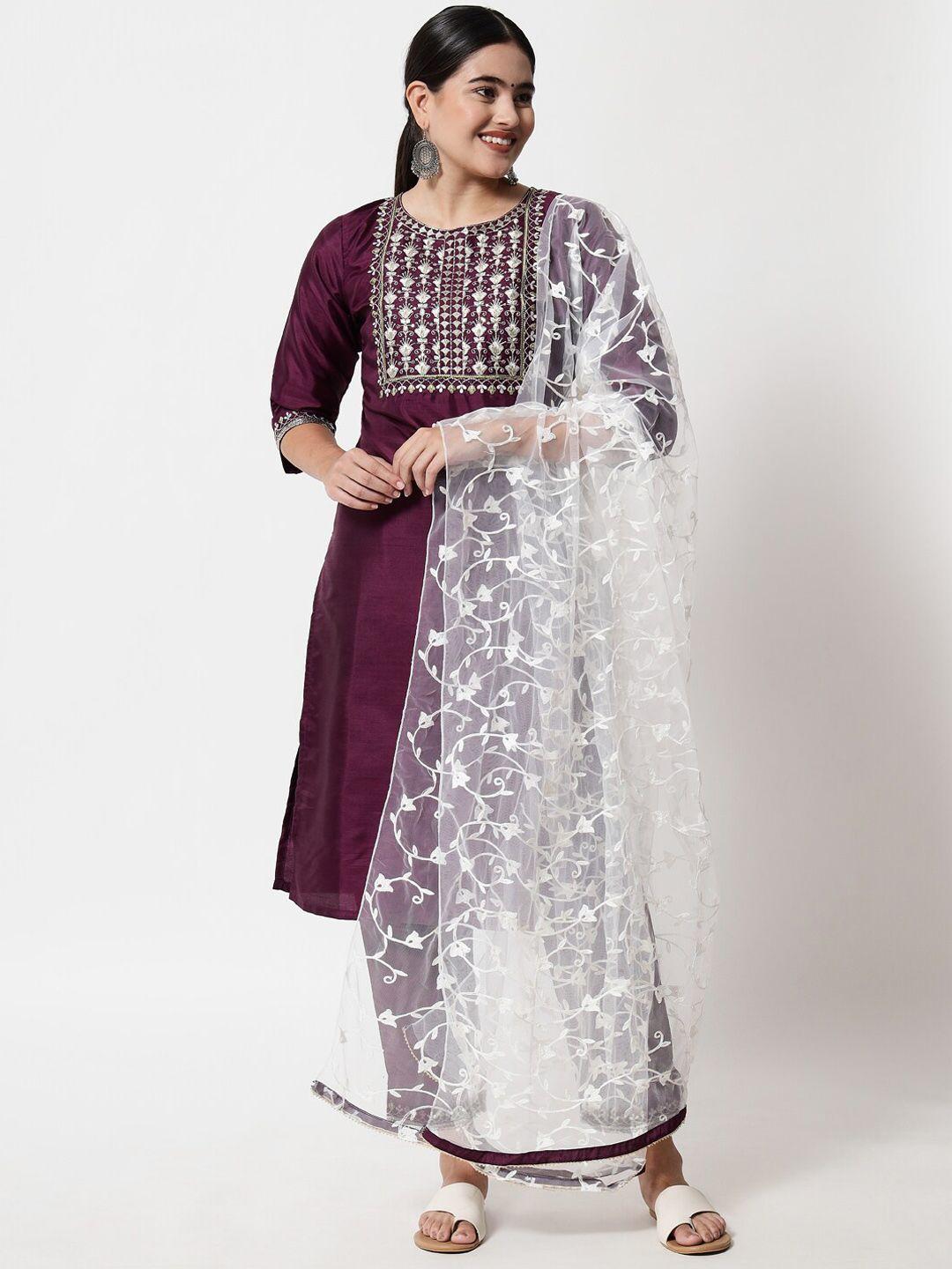 kalini ethnic motifs embroidered sequined kurta with trousers & dupatta