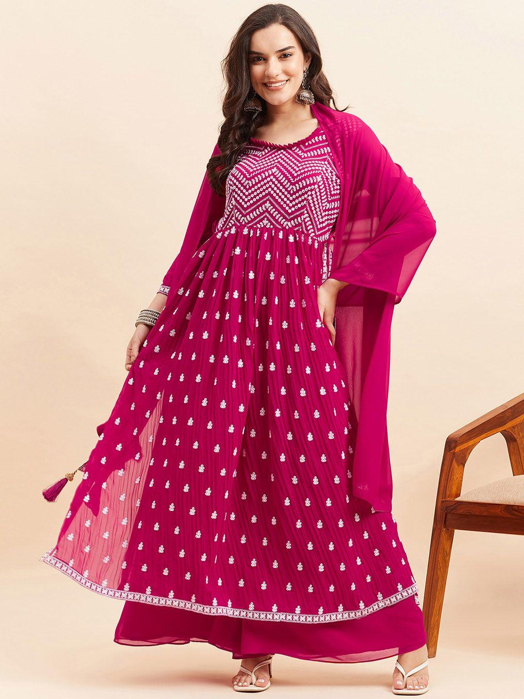 kalini ethnic motifs embroidered sequinned nayra cut kurta with palazzos & dupatta