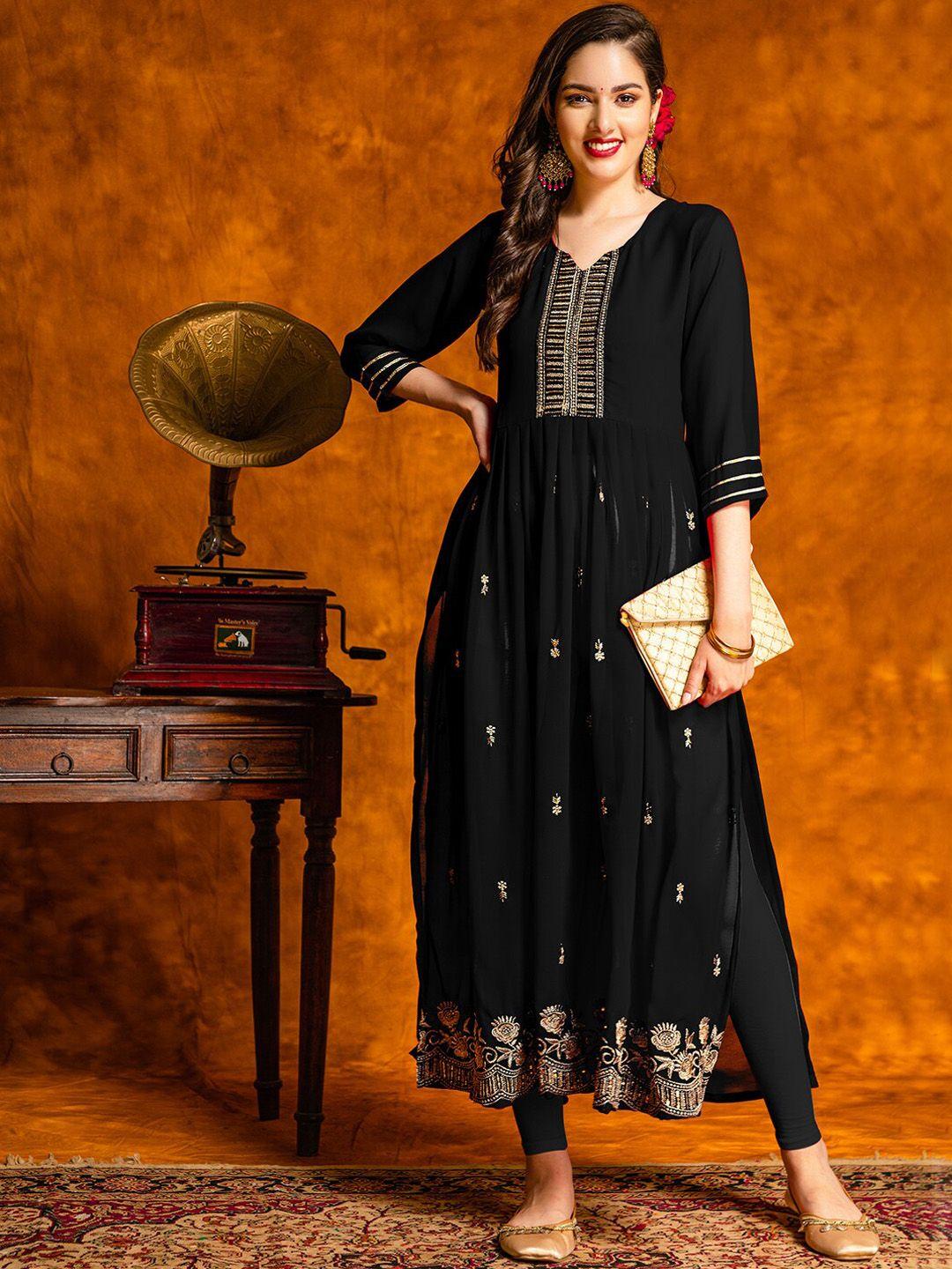 kalini ethnic motifs embroidered thread work georgette kurta