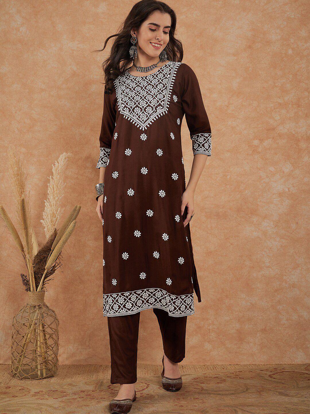 kalini ethnic motifs embroidered thread work kurta with trouser