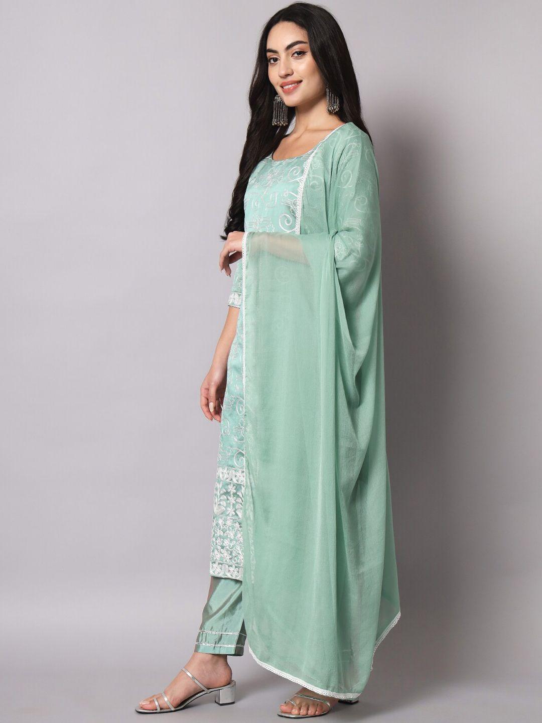 kalini ethnic motifs embroidered thread work kurta with trousers & dupatta