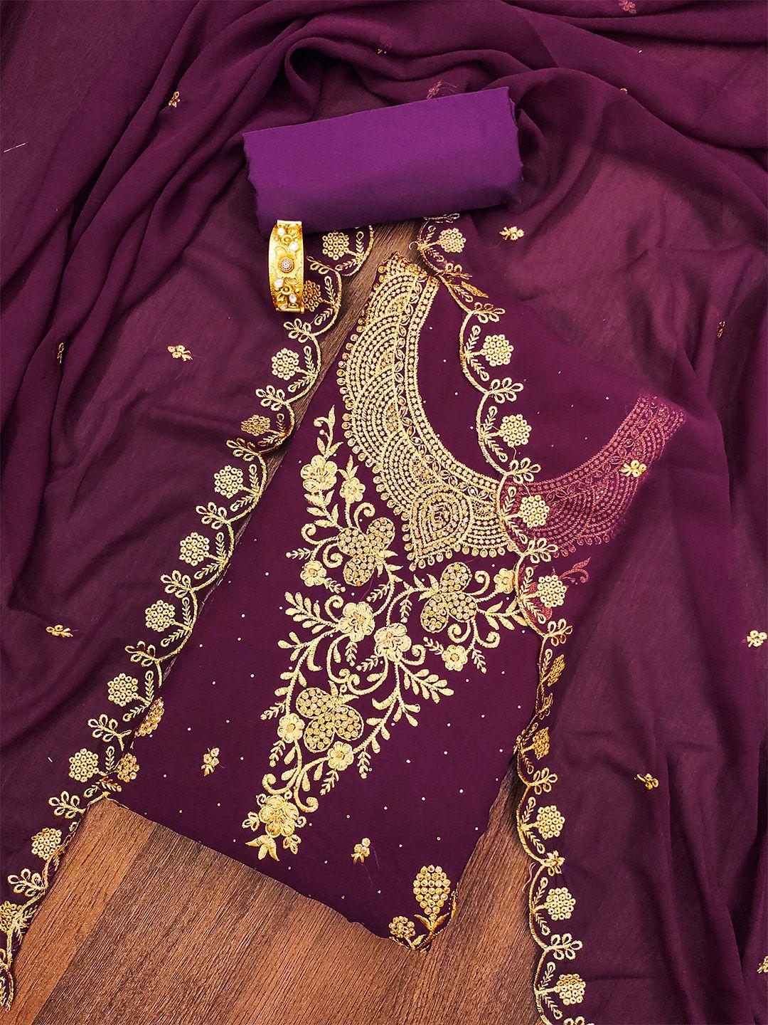 kalini ethnic motifs embroidered zari silk georgette unstitched dress material