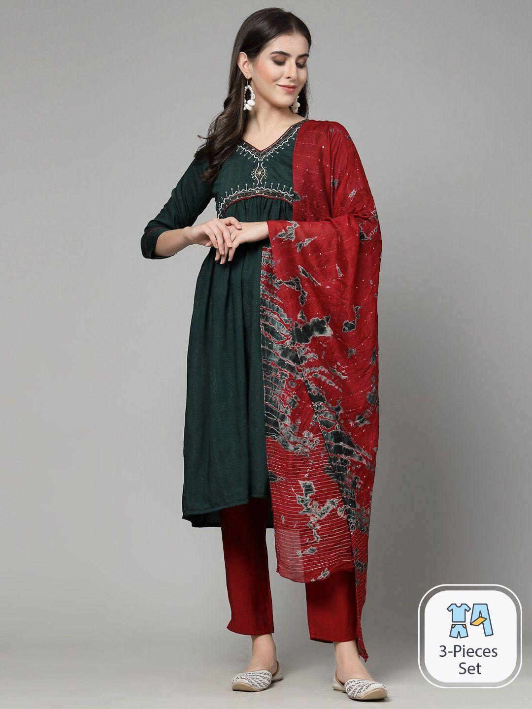 kalini ethnic motifs empire zardozi kurta with trousers & dupatta