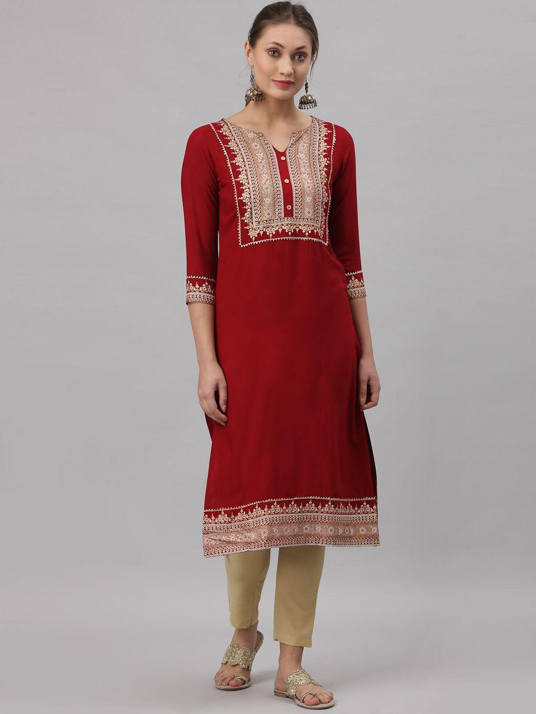 kalini ethnic motifs foil printed gotta patti straight kurta