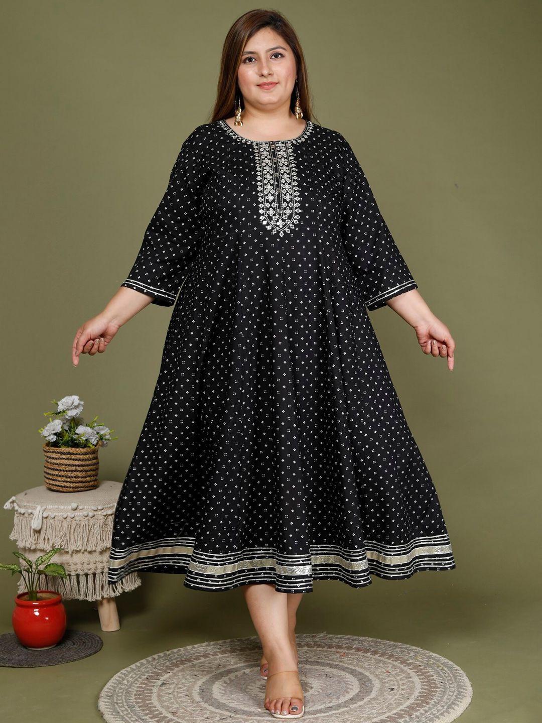 kalini ethnic motifs print a-line midi dress