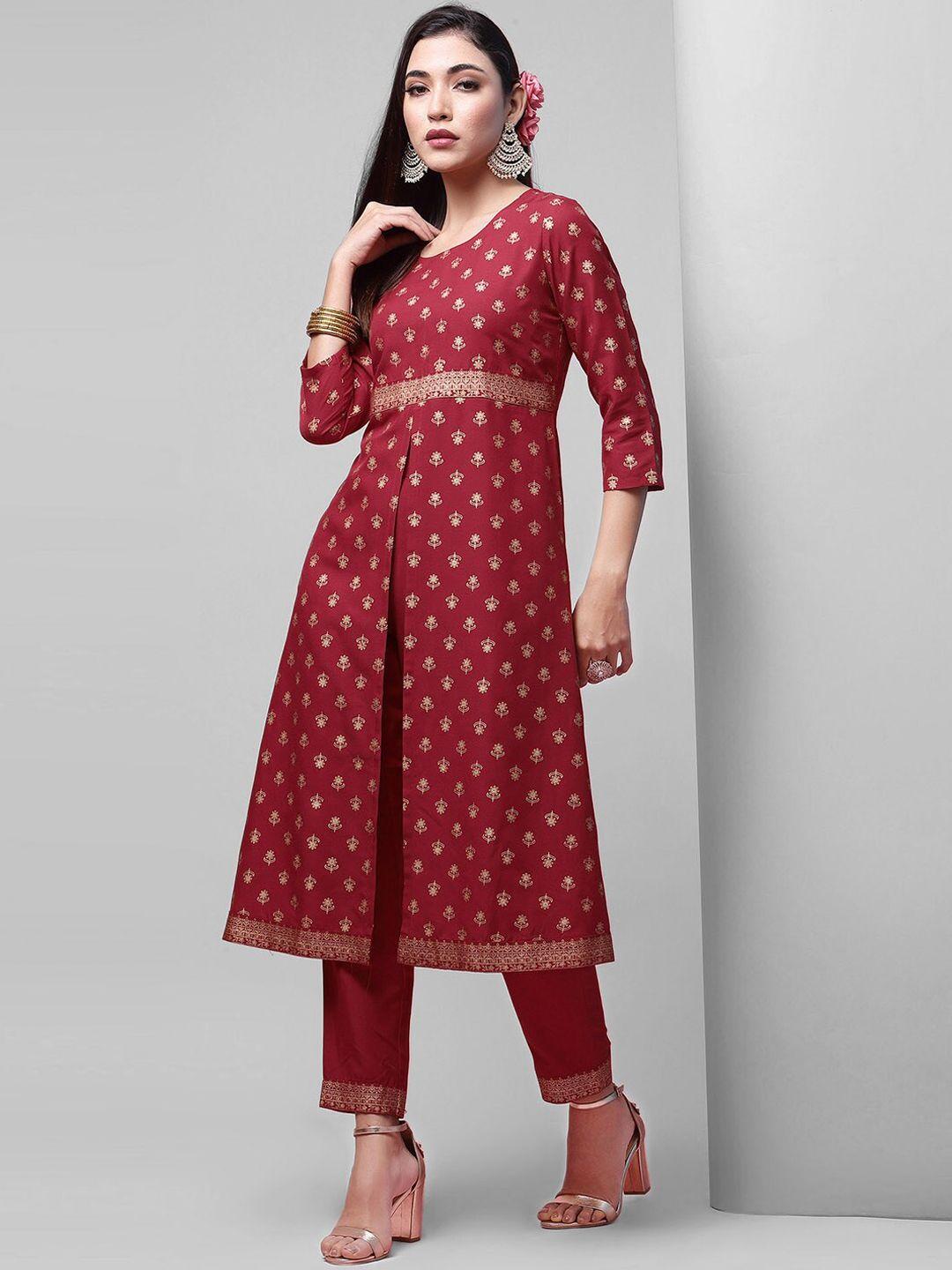 kalini ethnic motifs printed a-line kurta with trousers