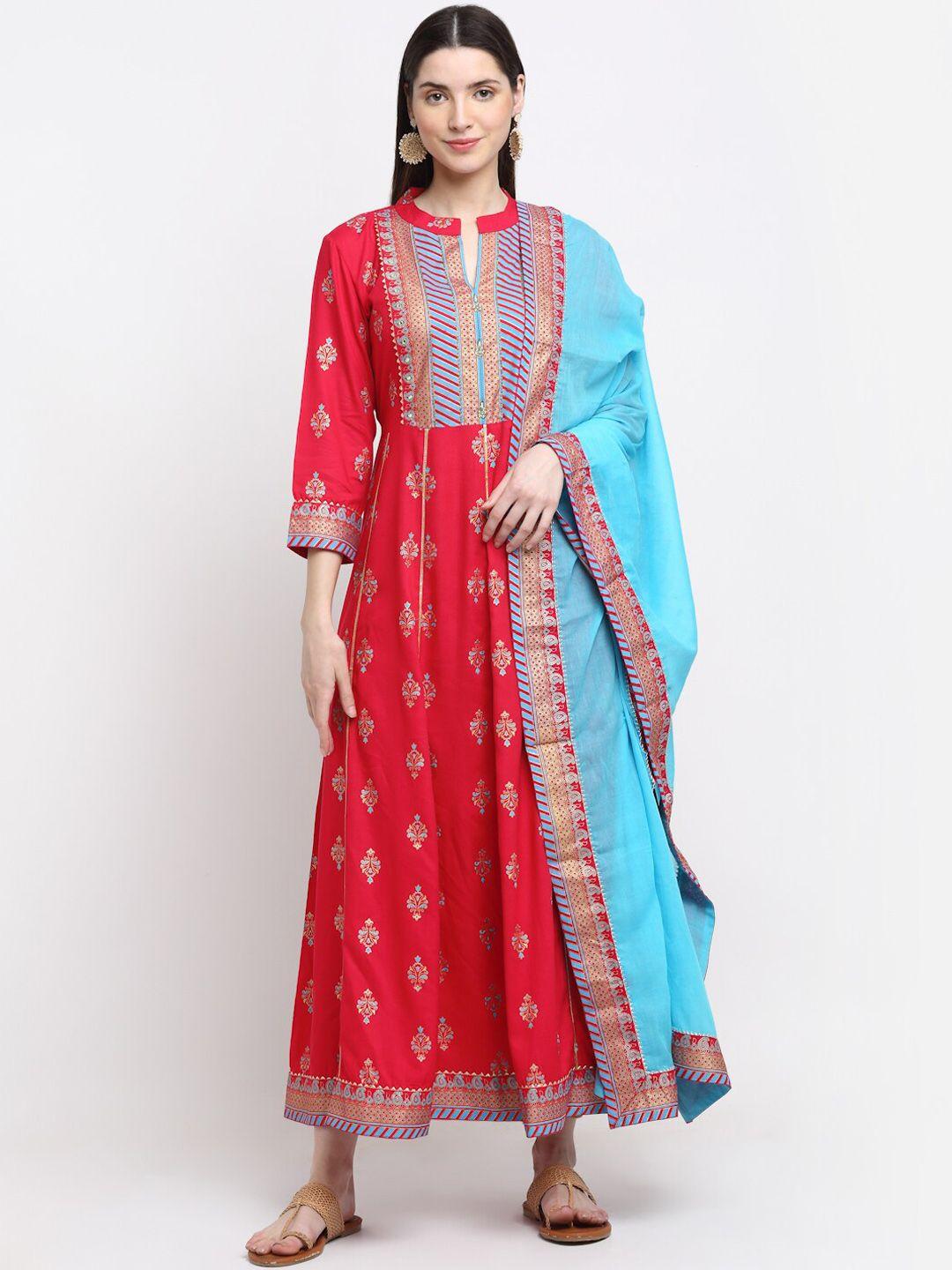 kalini ethnic motifs printed anarkali maxi ethnic dresses with dupatta