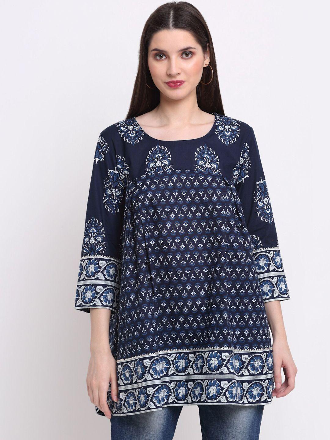 kalini ethnic motifs printed cotton longline top