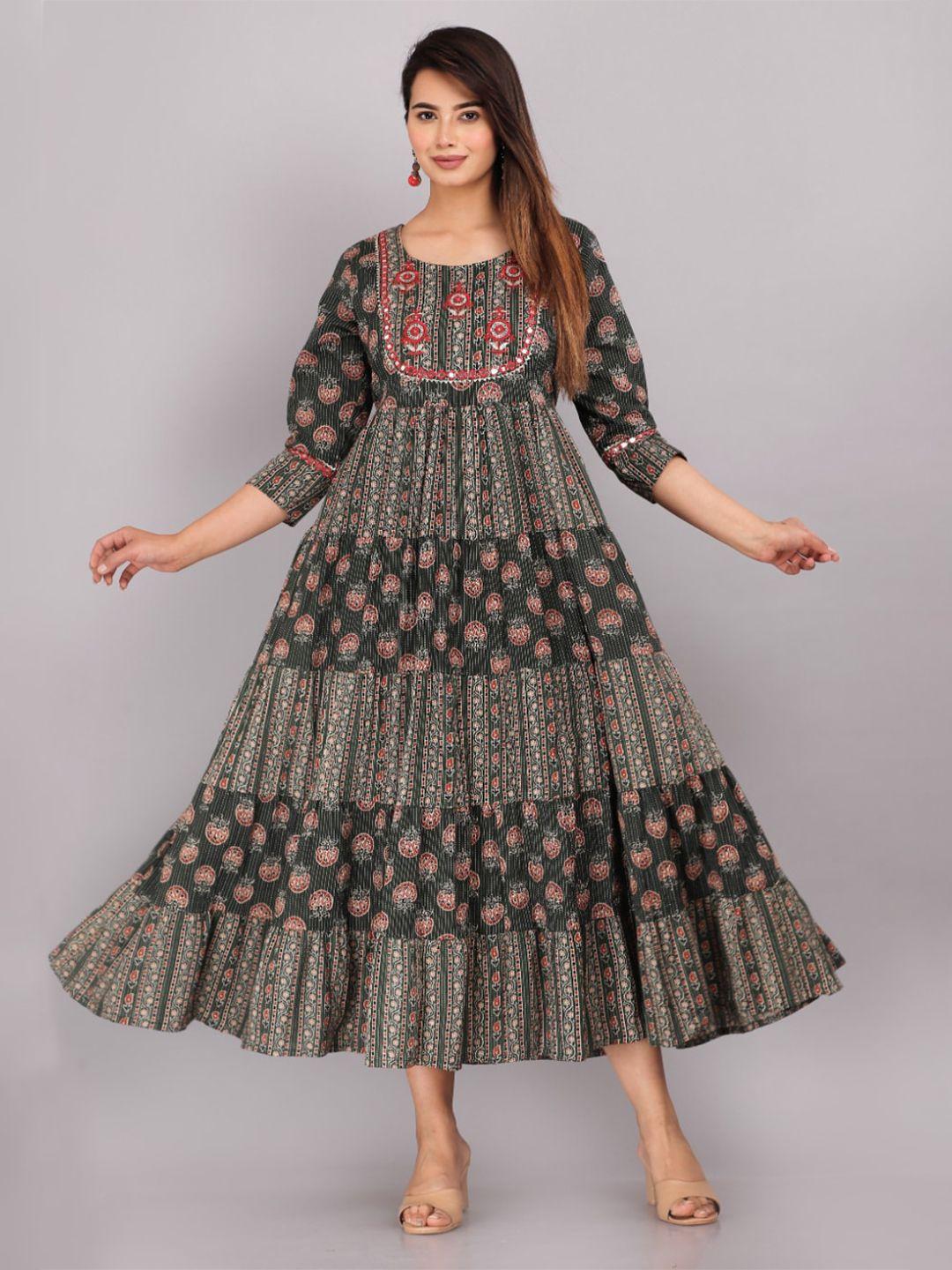 kalini ethnic motifs printed cotton maxi dress