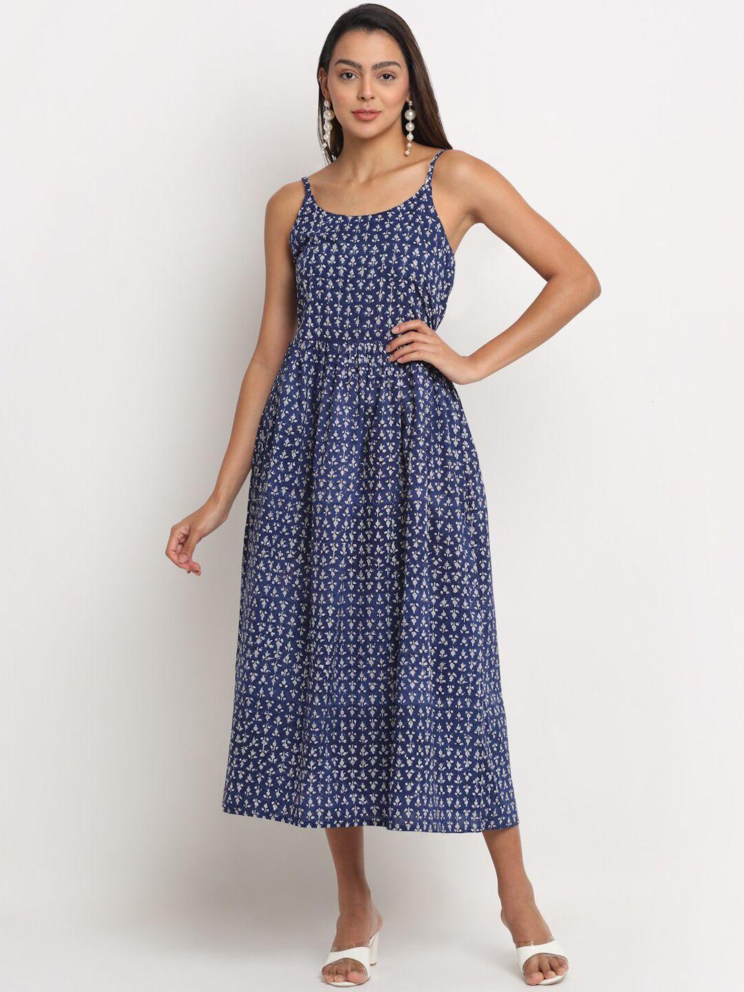 kalini ethnic motifs printed cotton midi dress