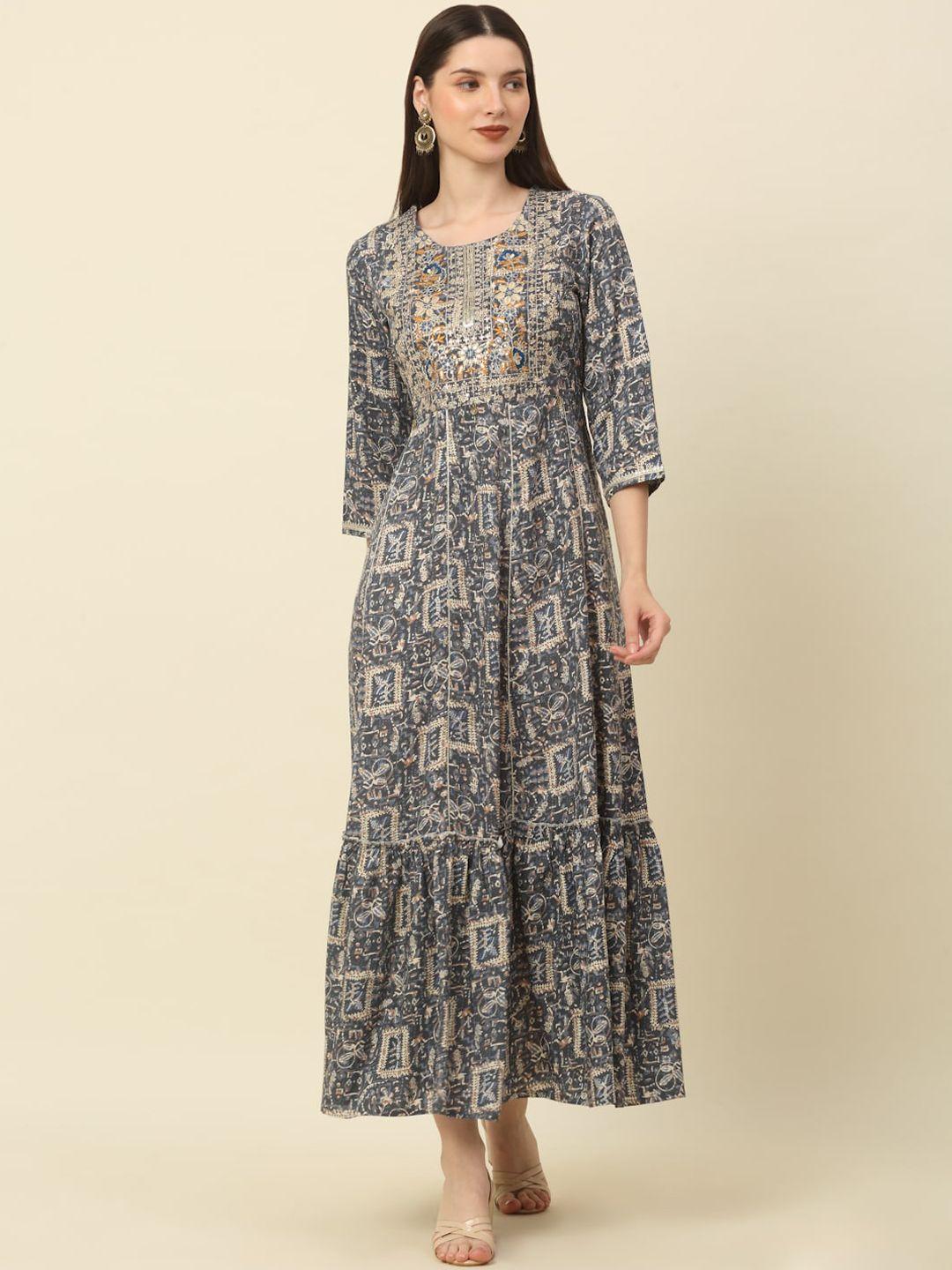 kalini ethnic motifs printed embroidered ethnic dress