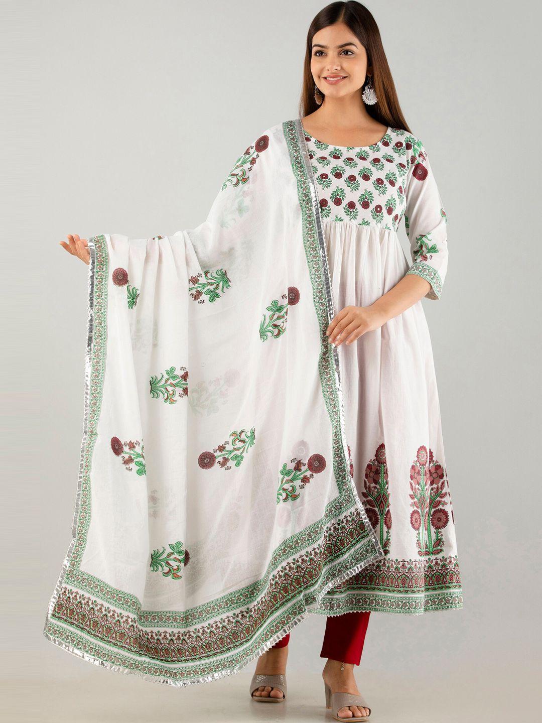 kalini ethnic motifs printed empire kurta with trousers & dupatta