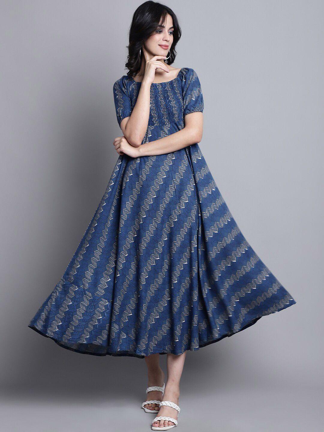 kalini ethnic motifs printed fit & flare midi dress