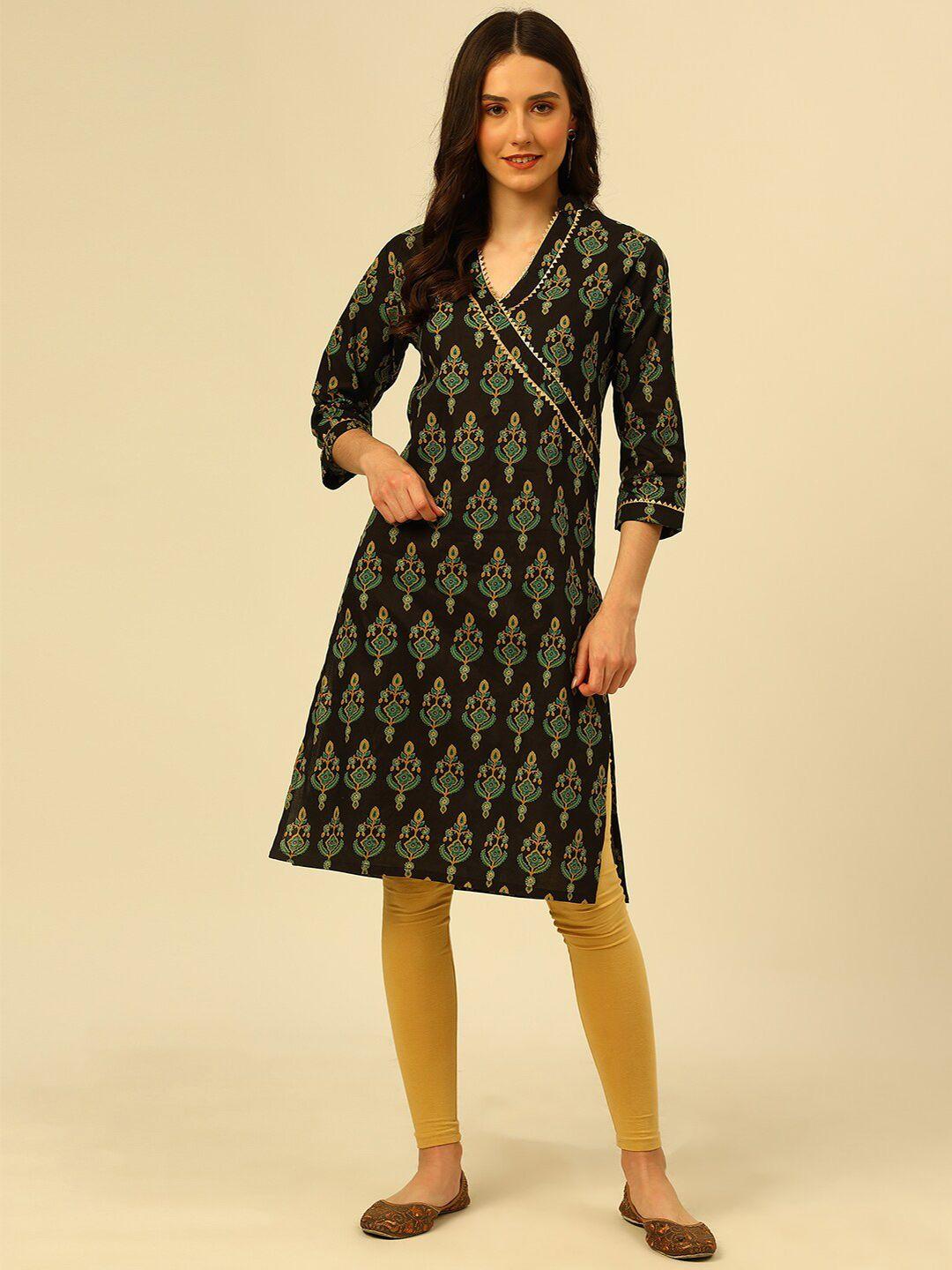 kalini ethnic motifs printed gotta patti cotton kurta