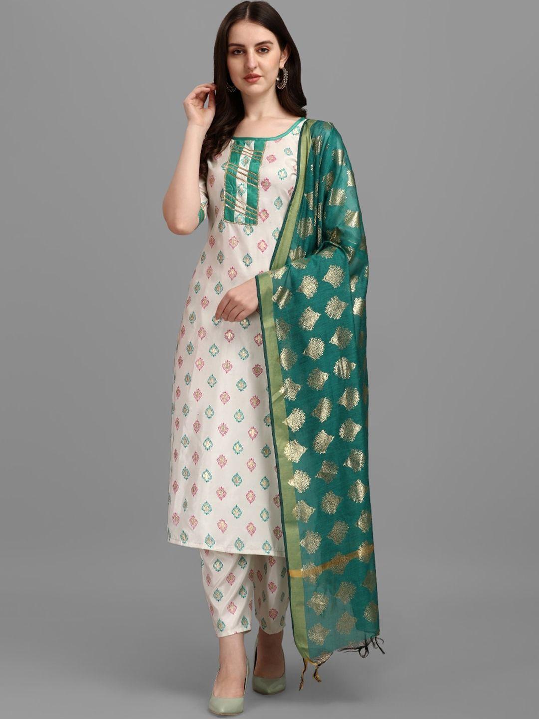 kalini ethnic motifs printed gotta patti kurta with trousers & with dupatta