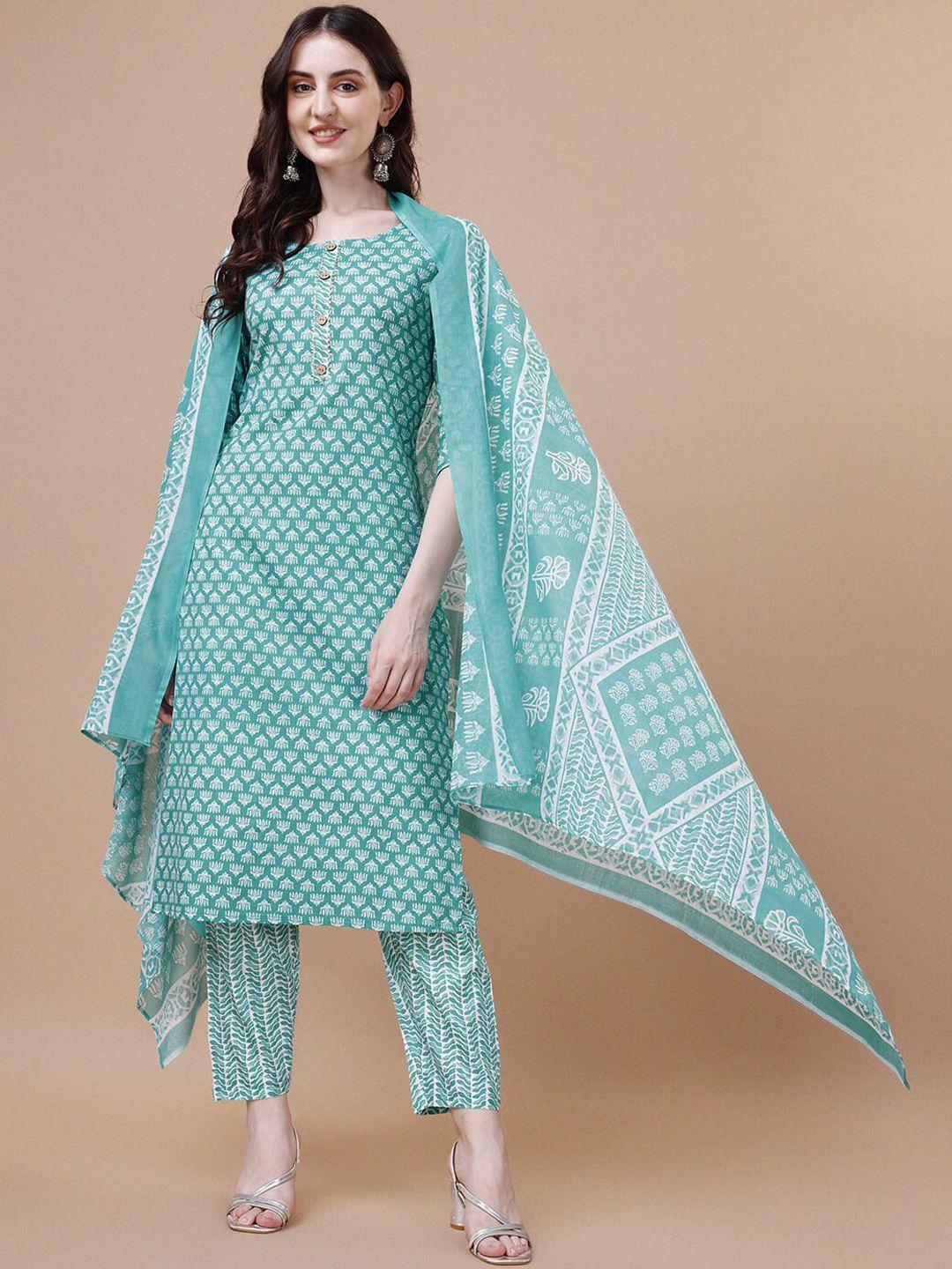 kalini ethnic motifs printed gotta patti pure cotton kurta with trousers & dupatta
