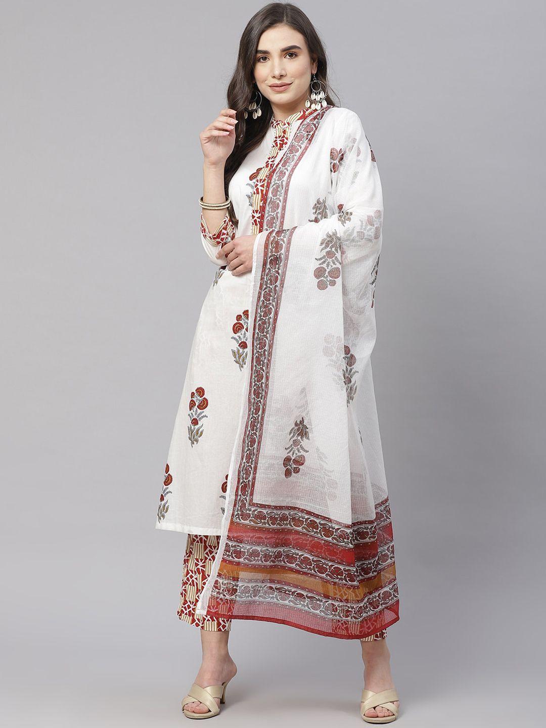 kalini ethnic motifs printed gotta patti pure cotton straight kurta & trouser with dupatta