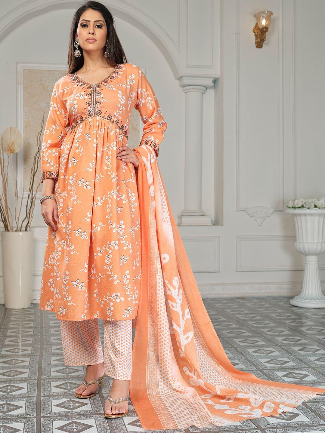 kalini ethnic motifs printed kurta & patiala with dupatta