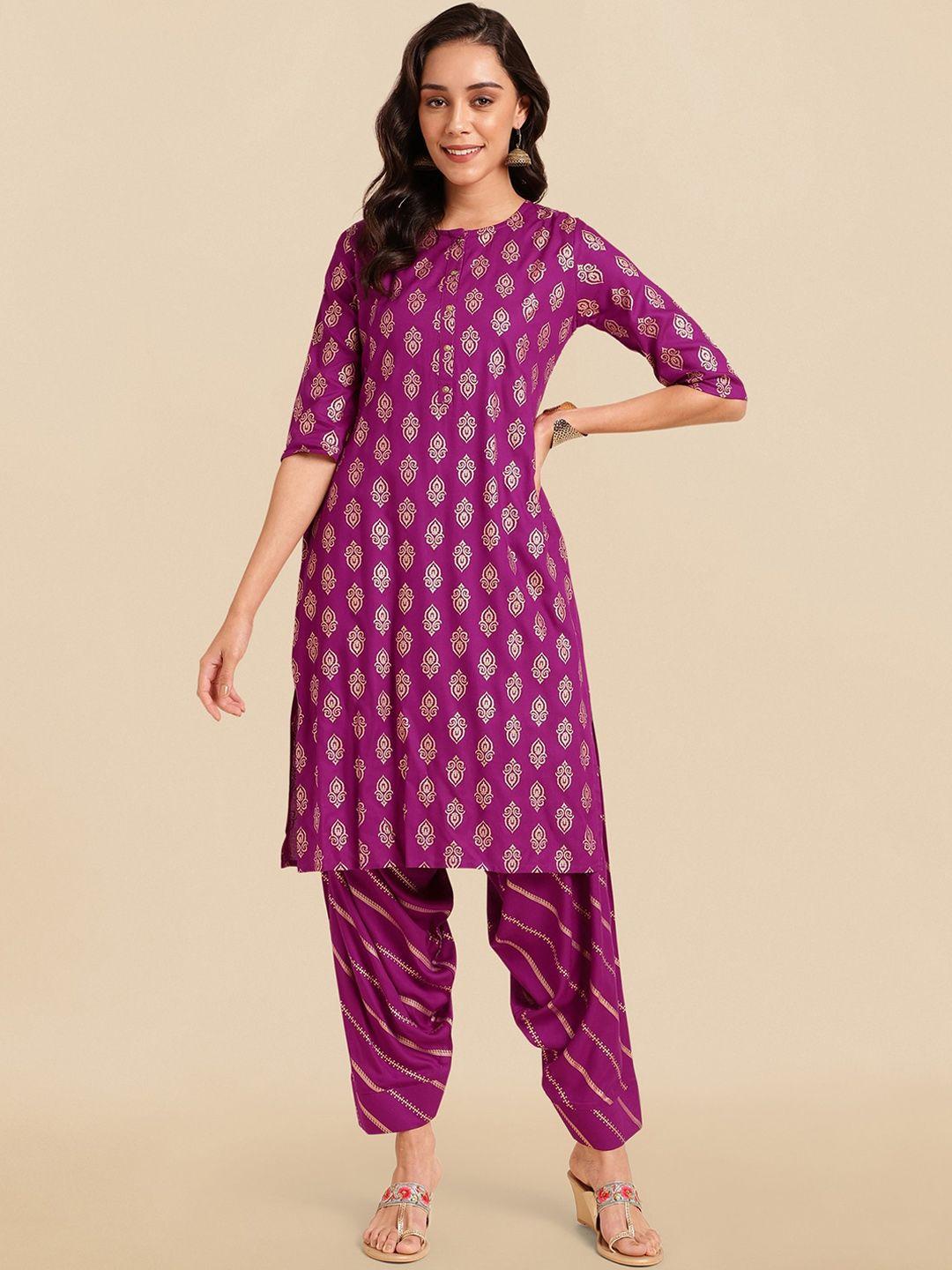 kalini ethnic motifs printed kurta with dhoti pants