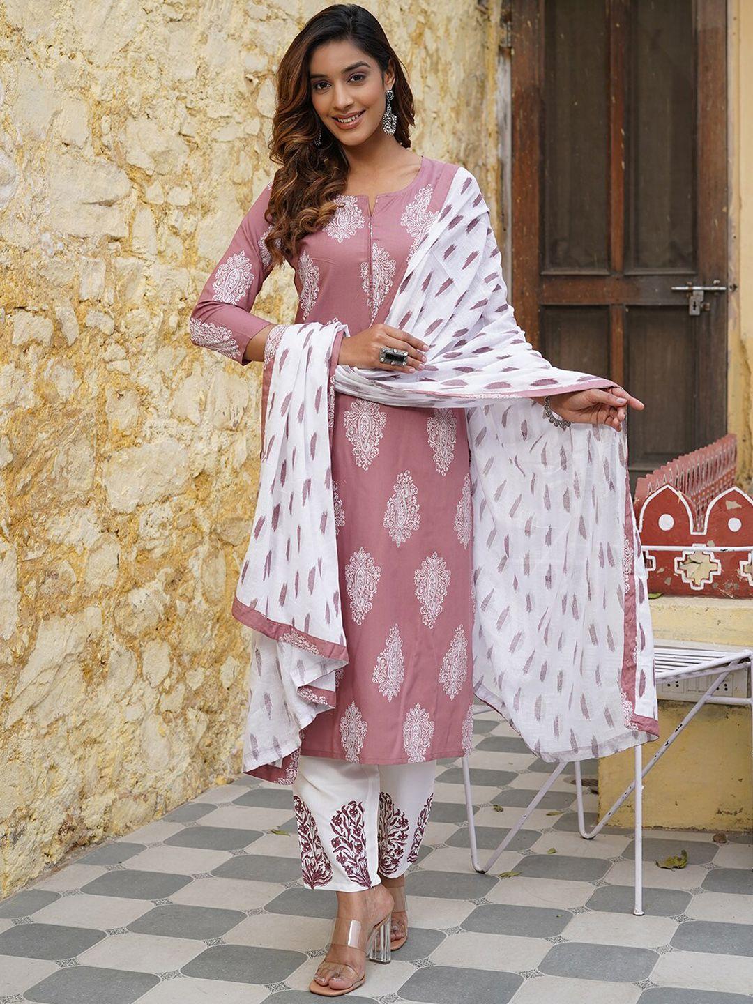 kalini ethnic motifs printed kurta with trousers & dupatta