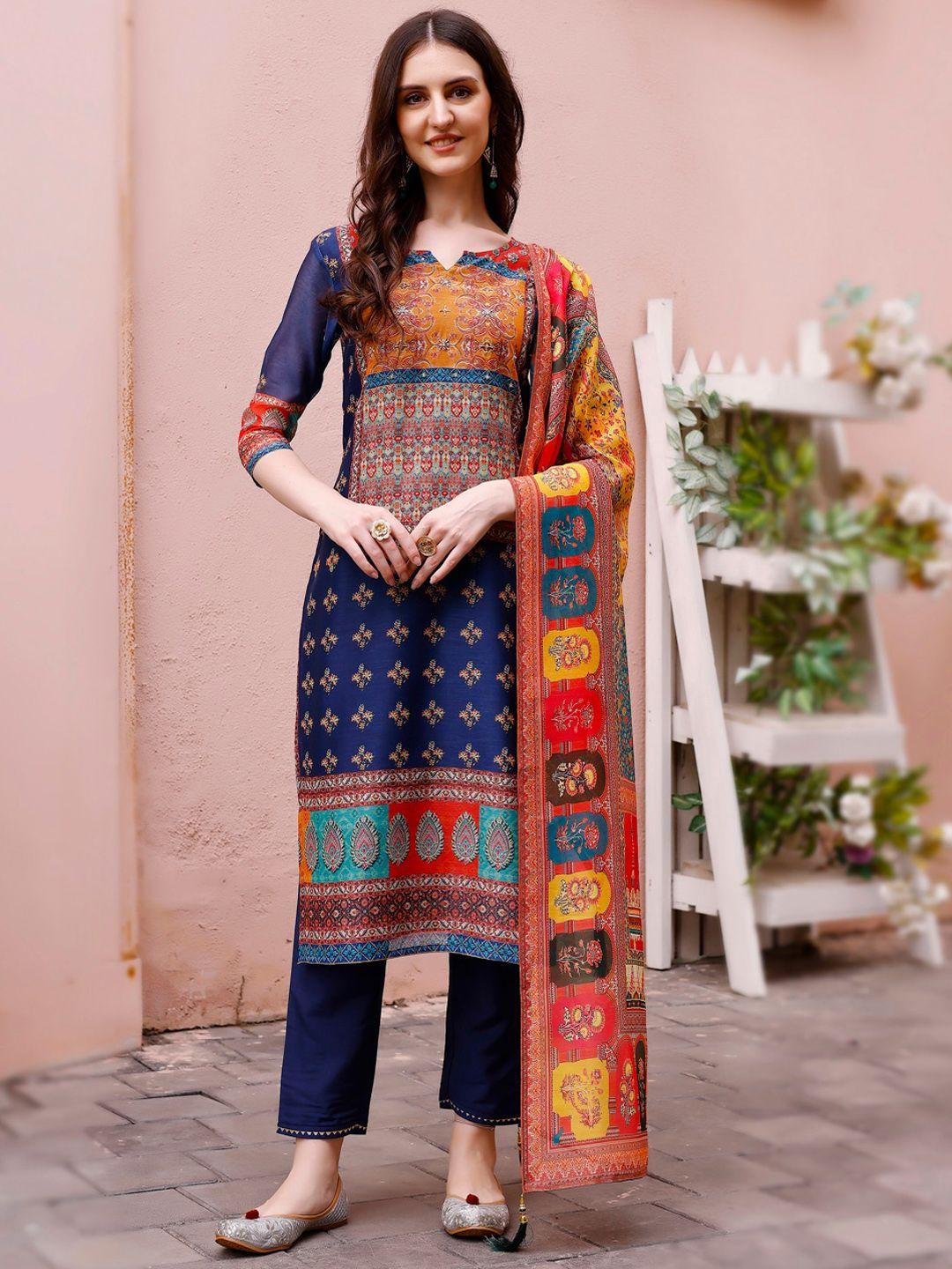 kalini ethnic motifs printed kurta with trousers & dupatta