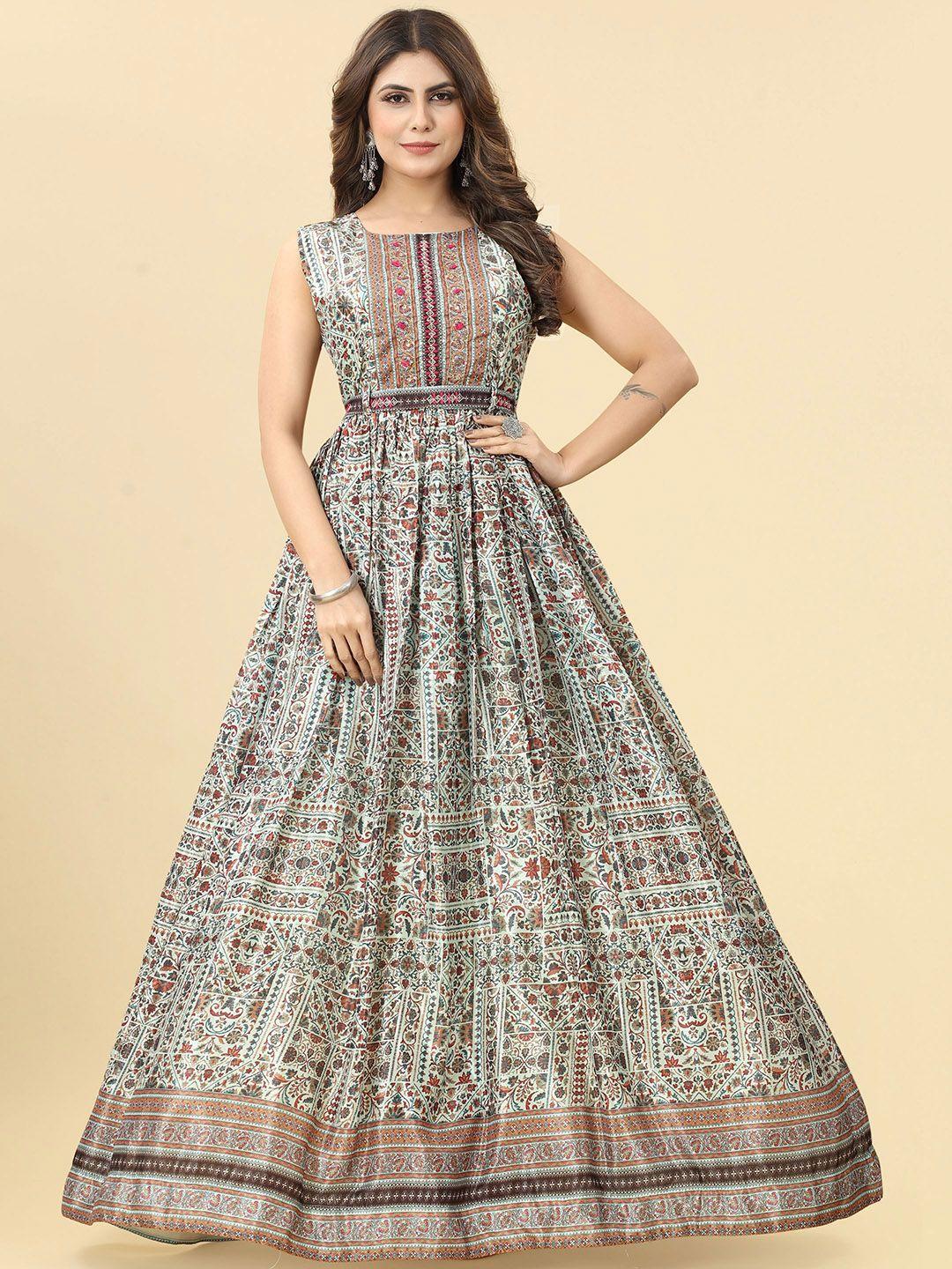 kalini ethnic motifs printed maxi-length ethnic dresses