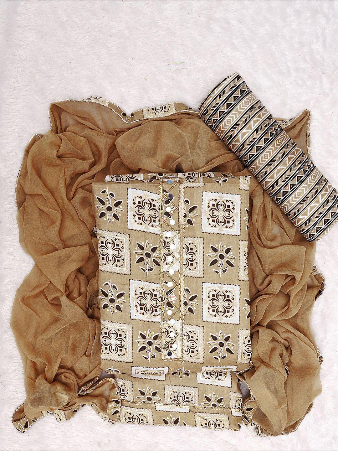 kalini ethnic motifs printed mirror work unstitched dress material