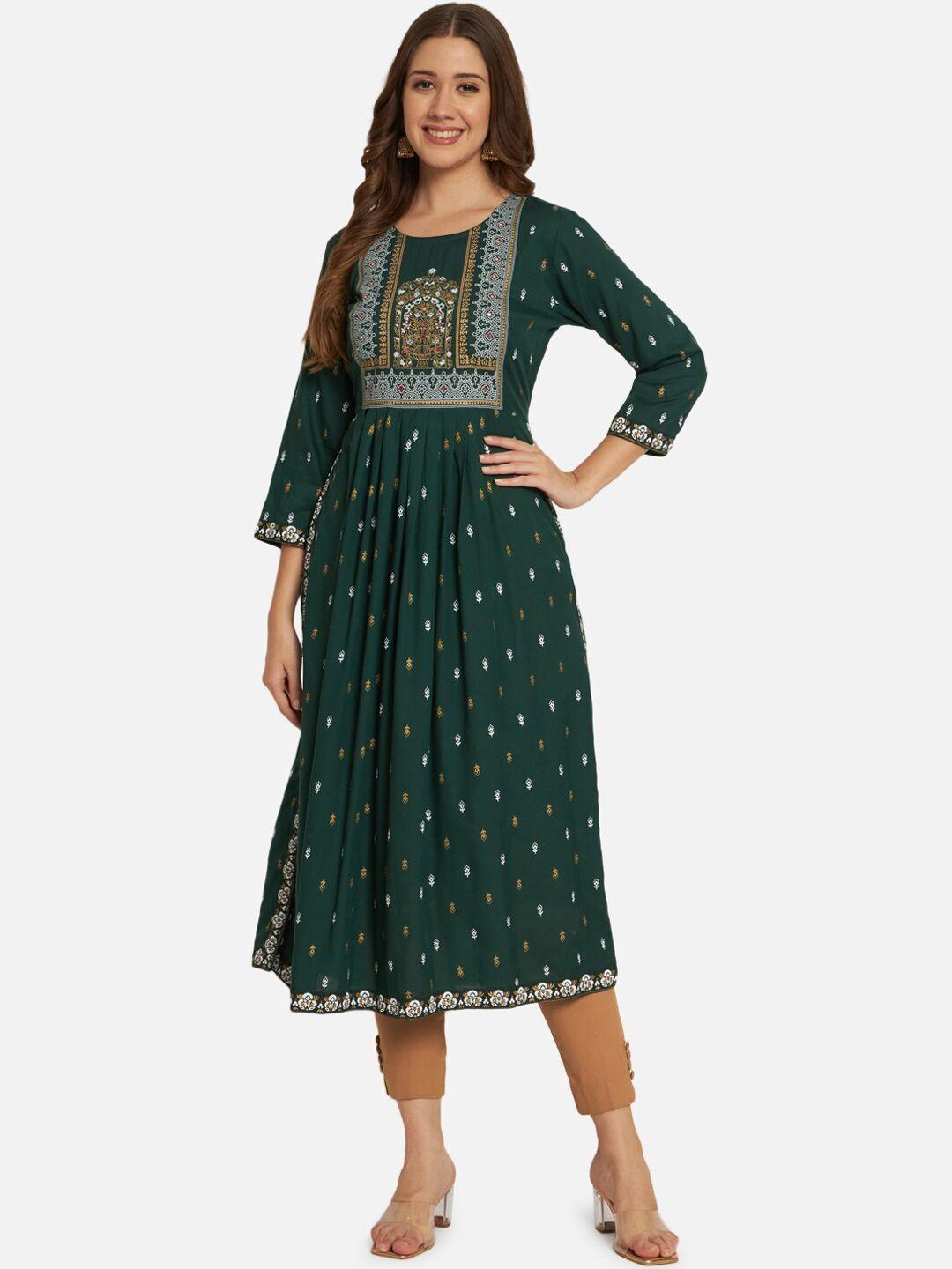 kalini ethnic motifs printed pleated  kurta