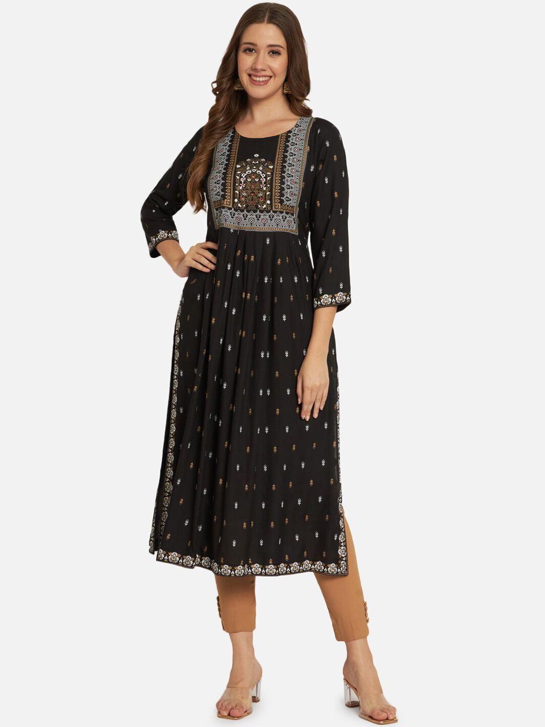 kalini ethnic motifs printed pleated kurta