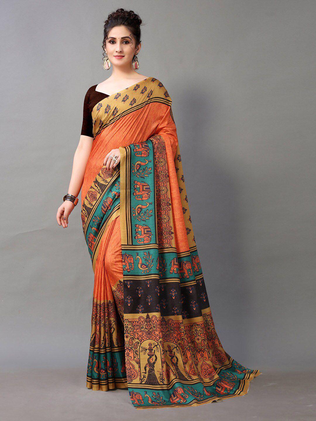 kalini ethnic motifs printed poly georgette saree