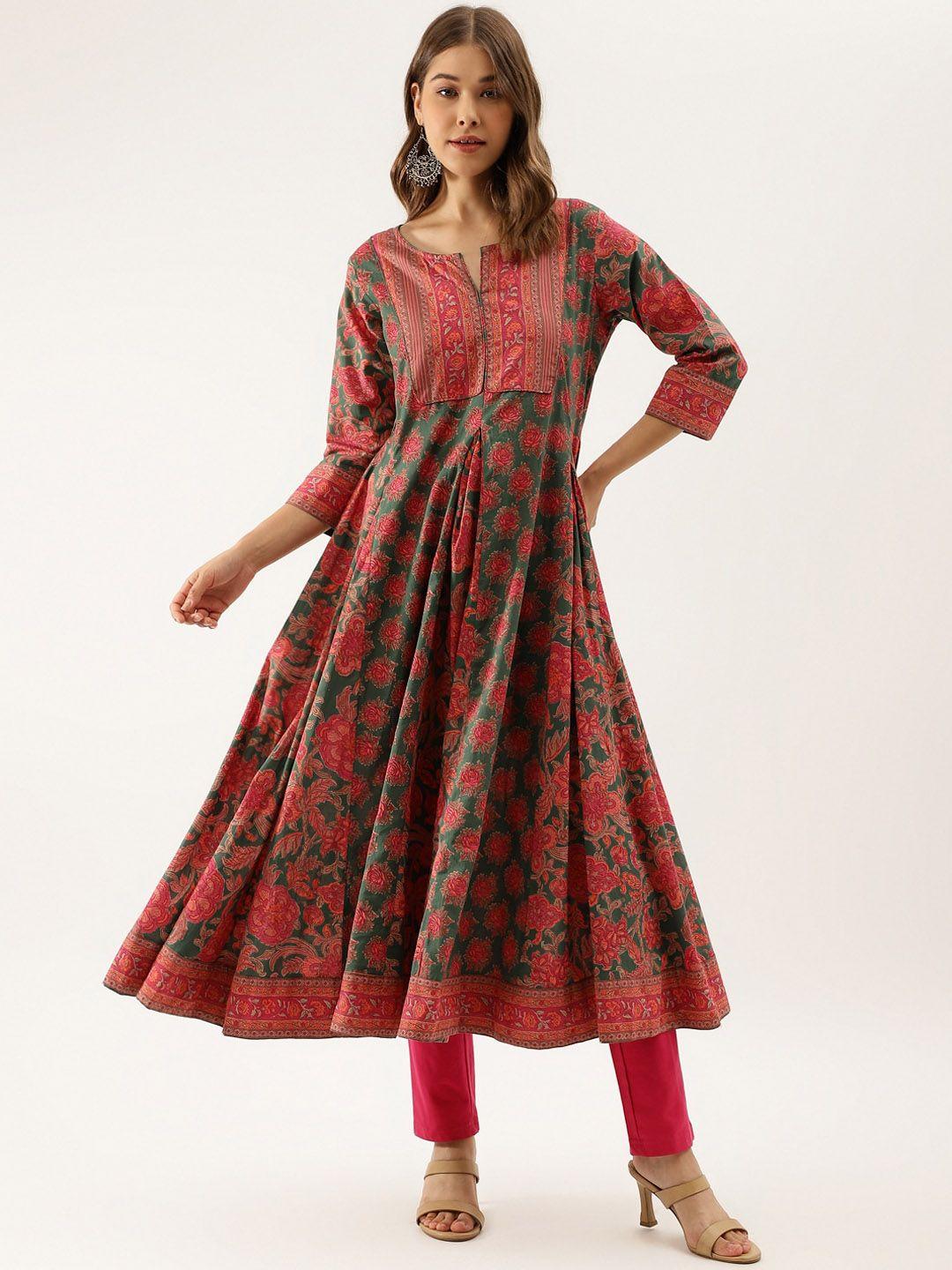 kalini ethnic motifs printed pure cotton anarkali kurta