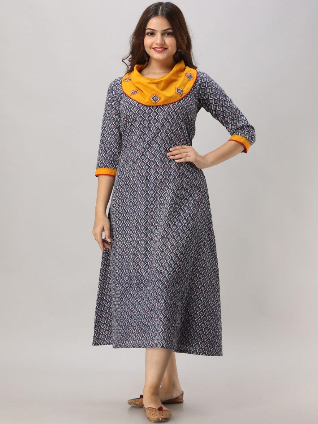 kalini ethnic motifs printed pure cotton ethnic dress