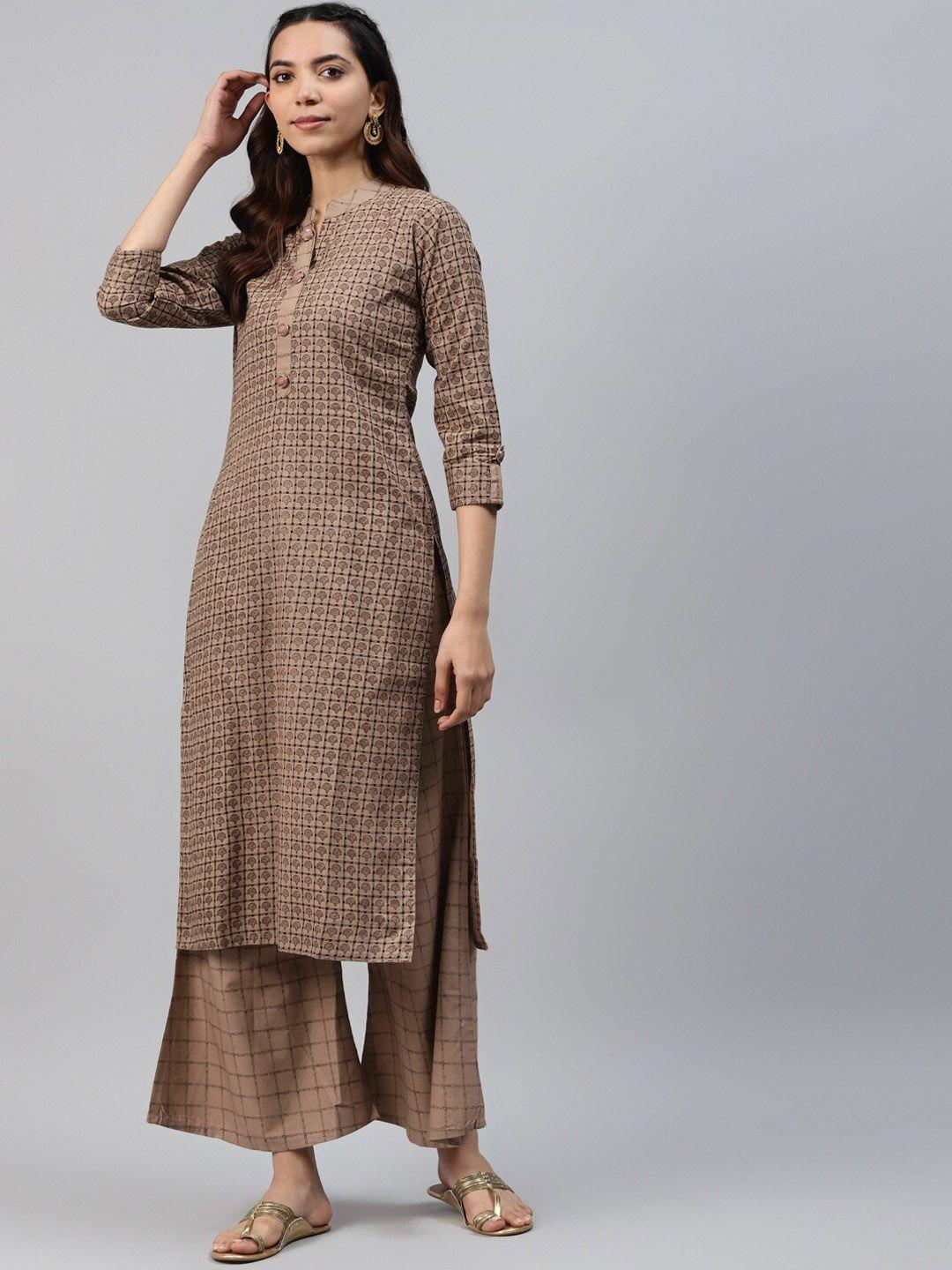 kalini ethnic motifs printed pure cotton kurta with palazzos