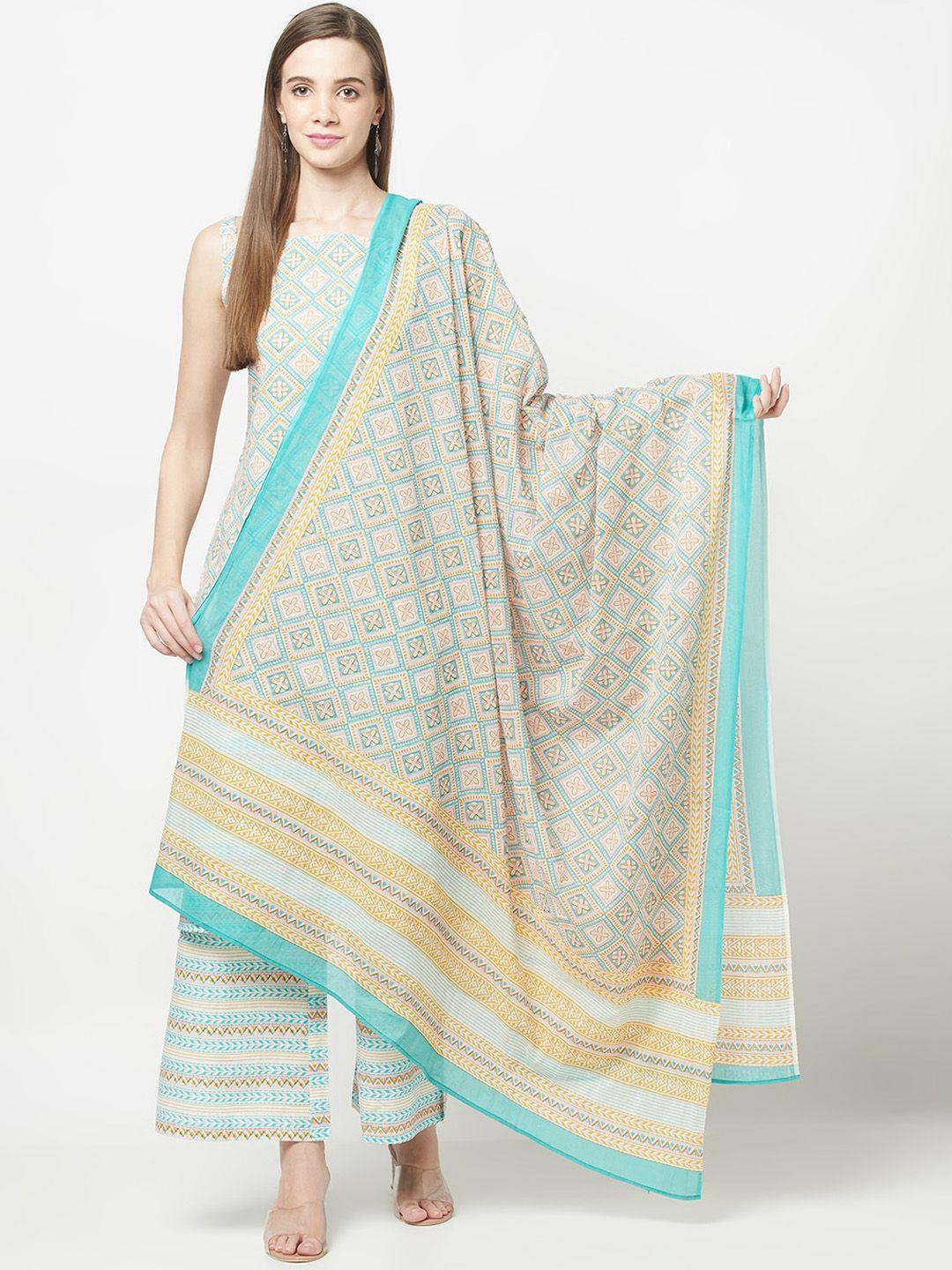 kalini ethnic motifs printed pure cotton kurta with trousers & dupatta