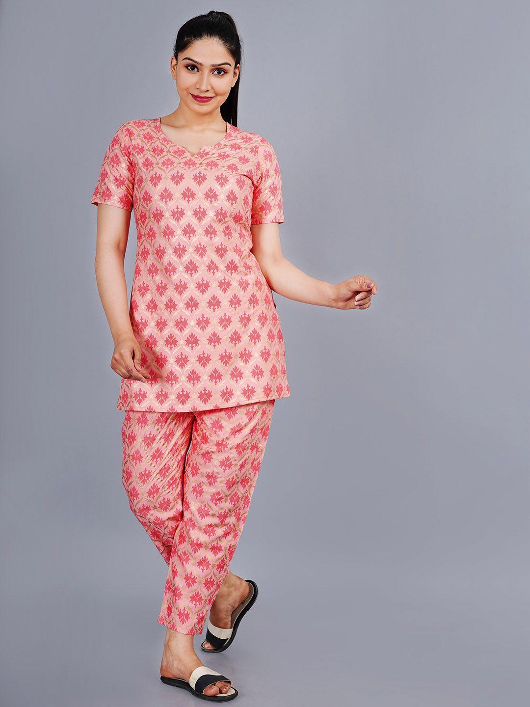 kalini ethnic motifs printed pure cotton night suit