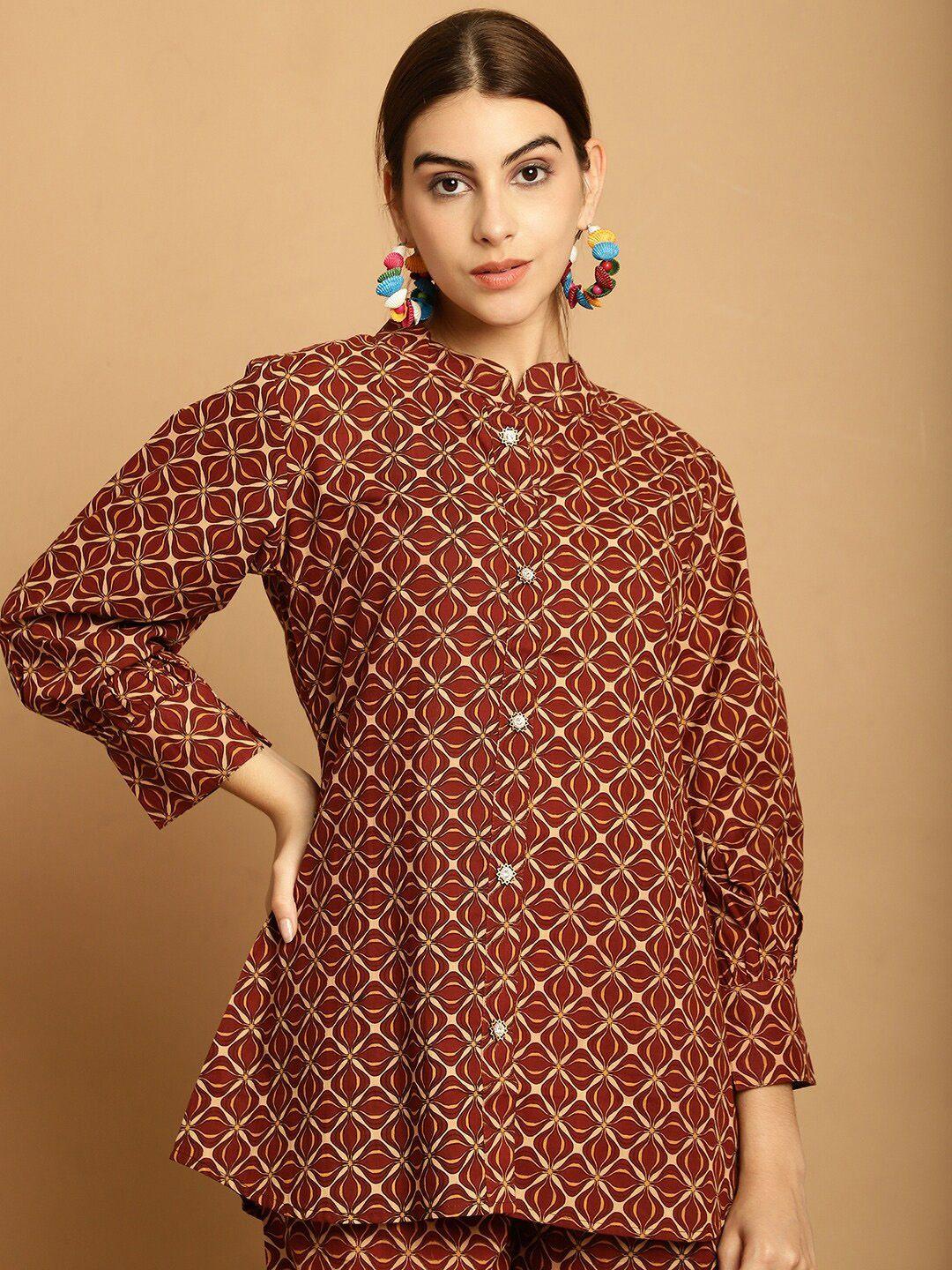kalini ethnic motifs printed pure cotton shirt with palazzos