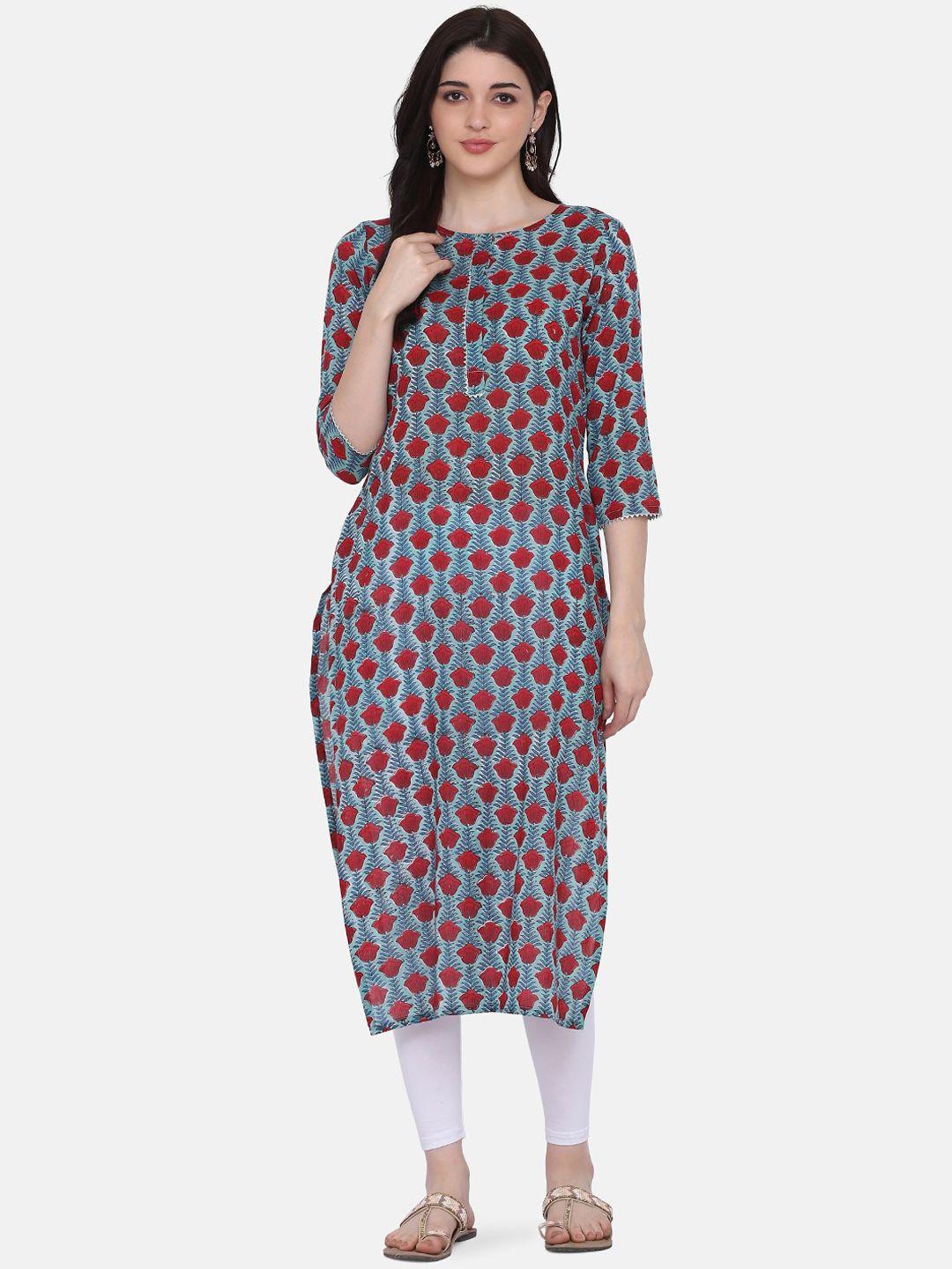 kalini ethnic motifs printed pure cotton straight kurta