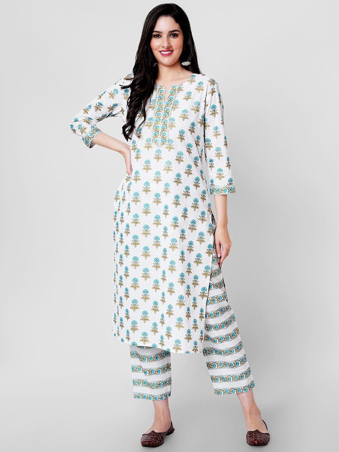 kalini ethnic motifs printed regular gotta patti pure cotton kurta with palazzos