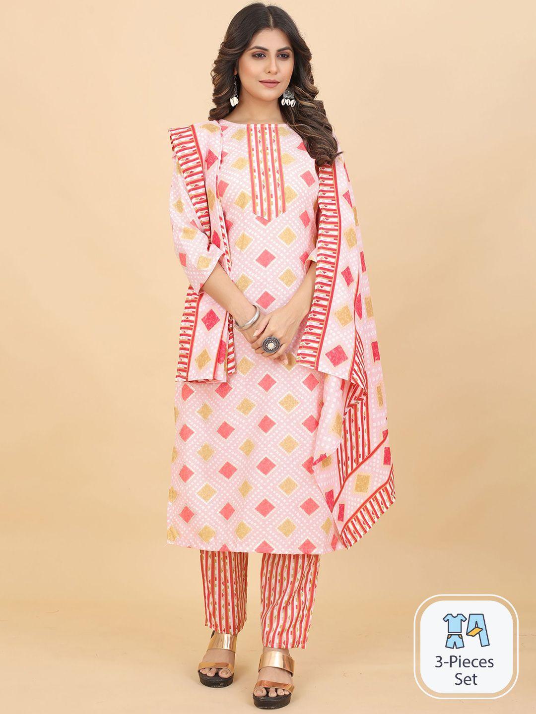 kalini ethnic motifs printed regular kurta with trousers & dupatta