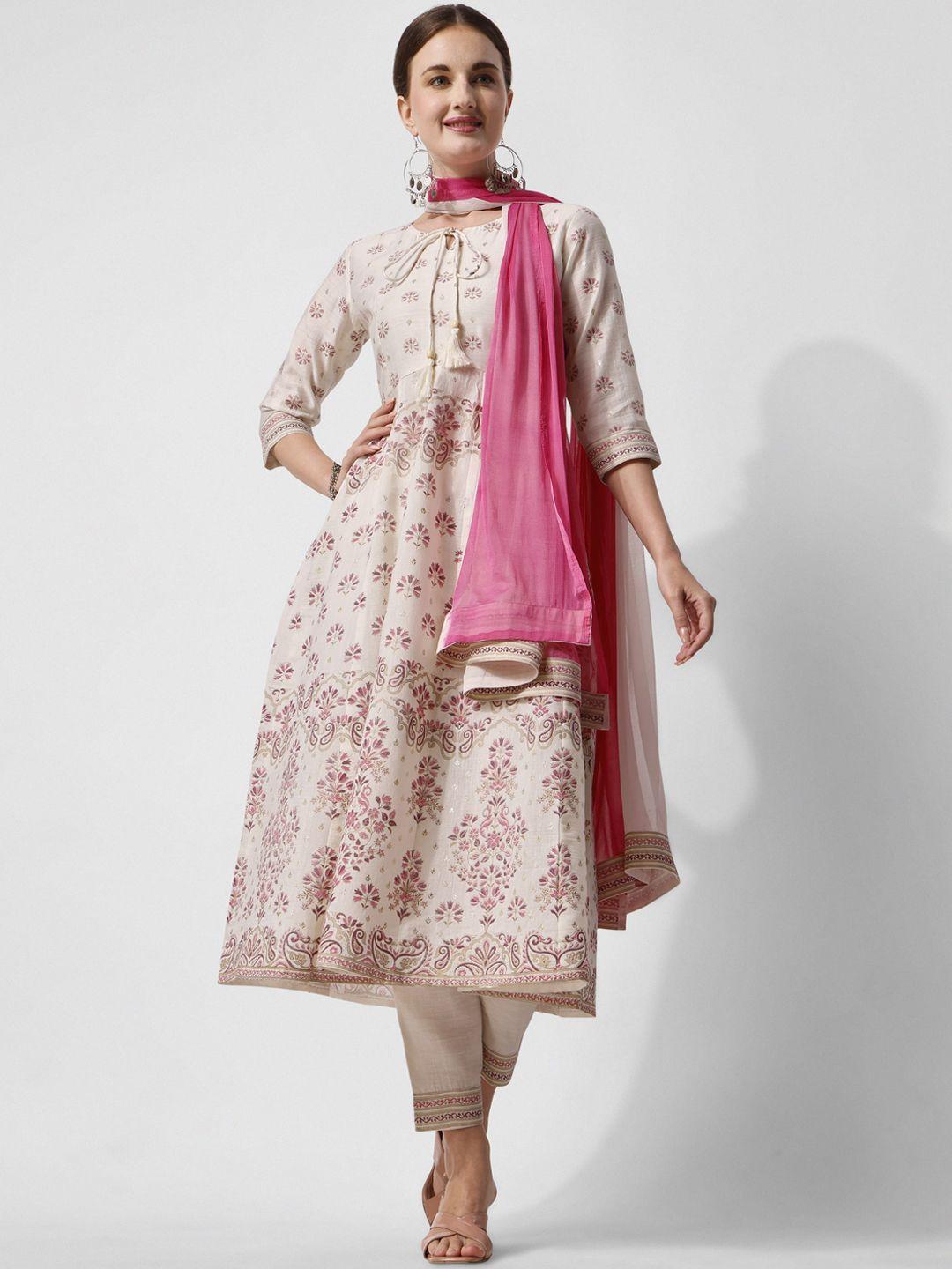 kalini ethnic motifs printed regular kurta with trousers & dupatta