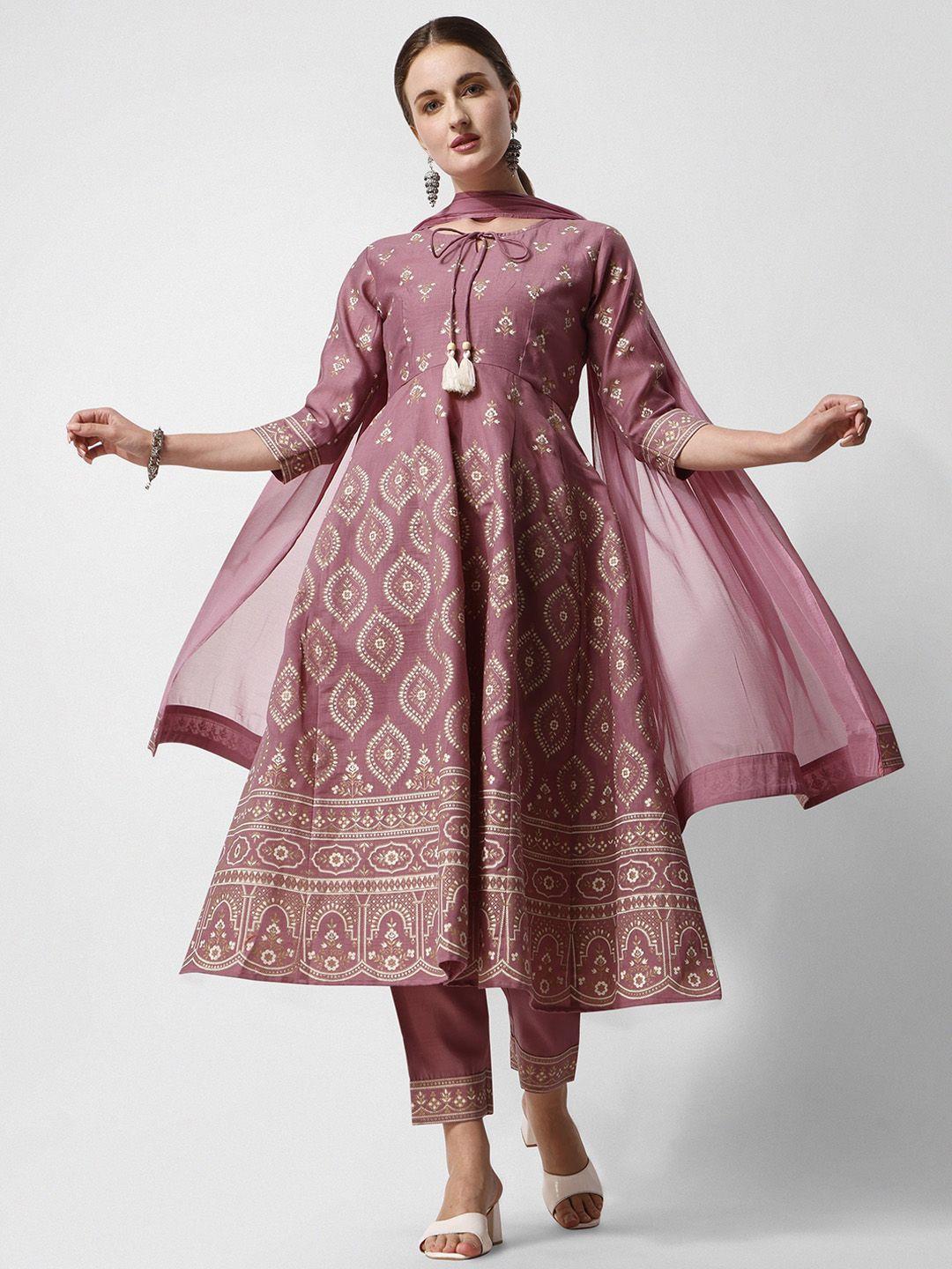 kalini ethnic motifs printed regular kurta with trousers & dupatta