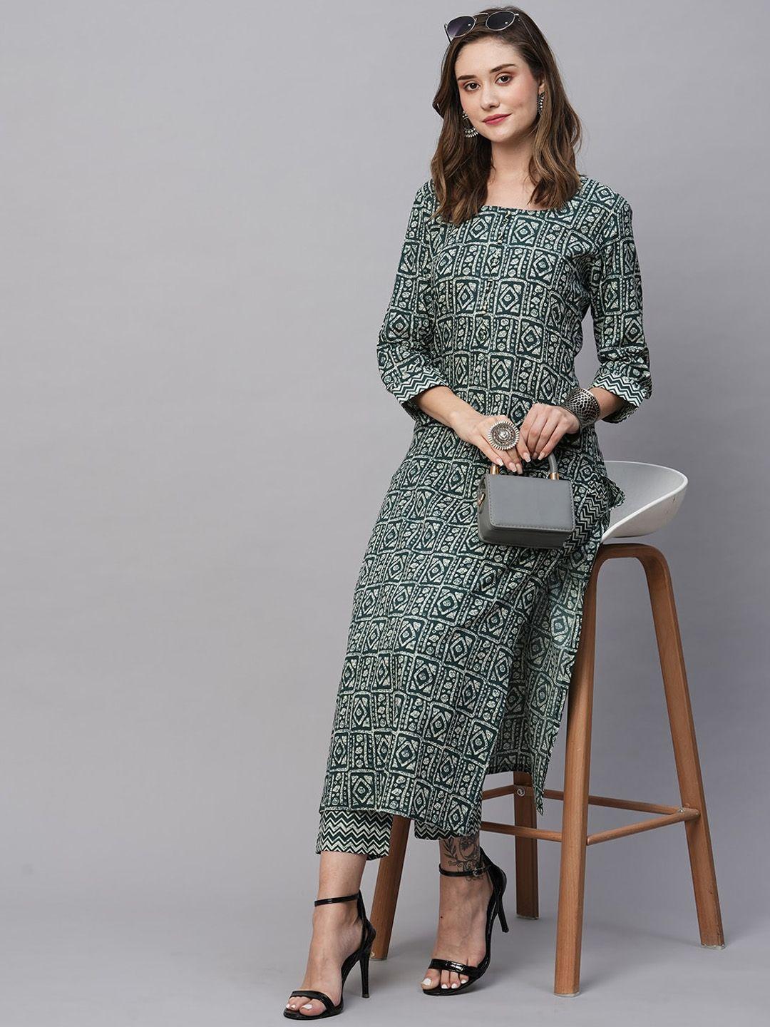 kalini ethnic motifs printed regular kurta with trousers